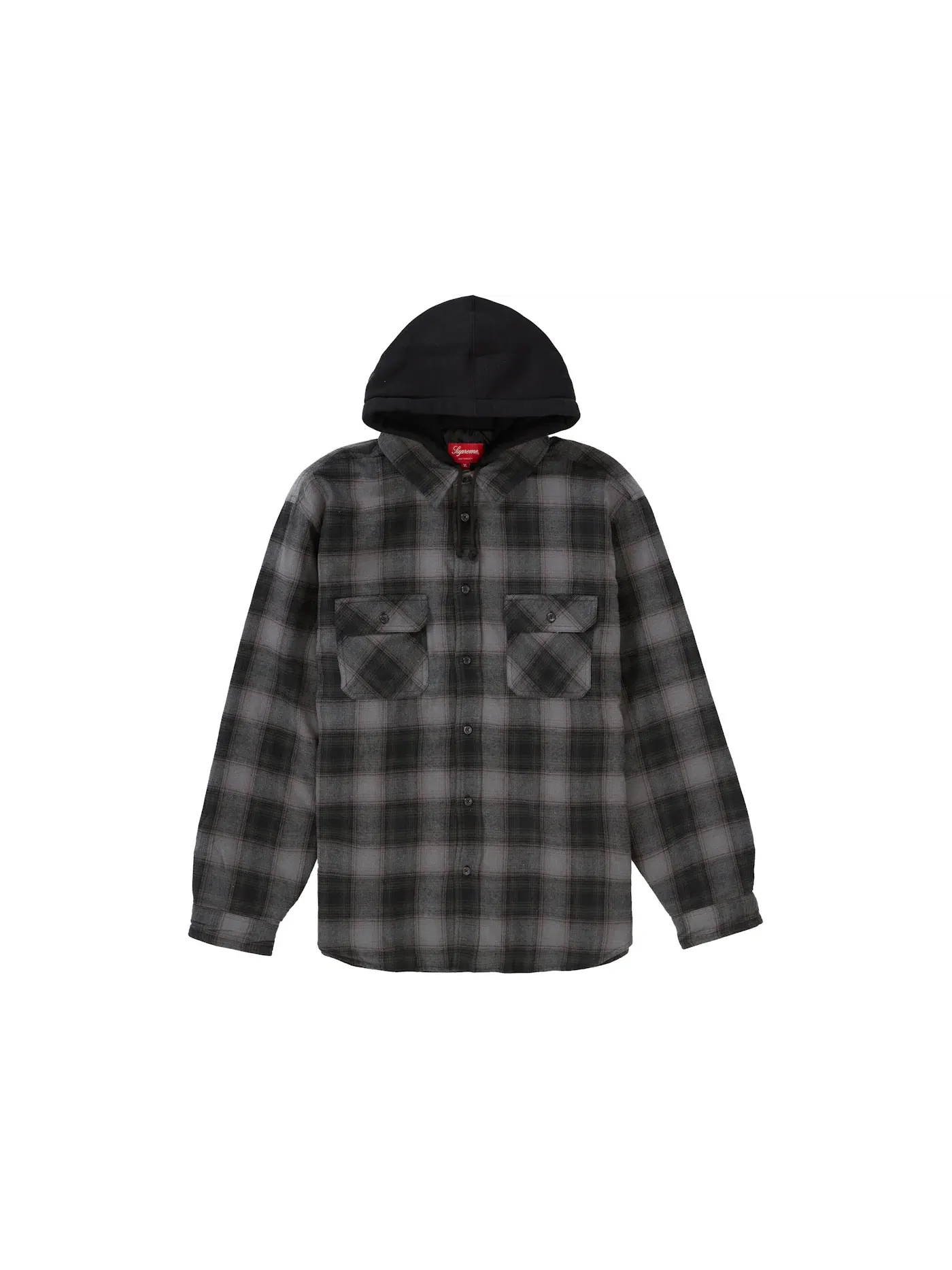 Мужская фланелевая рубашка с капюшоном на молнии Supreme — изображение 1 из 3, черный