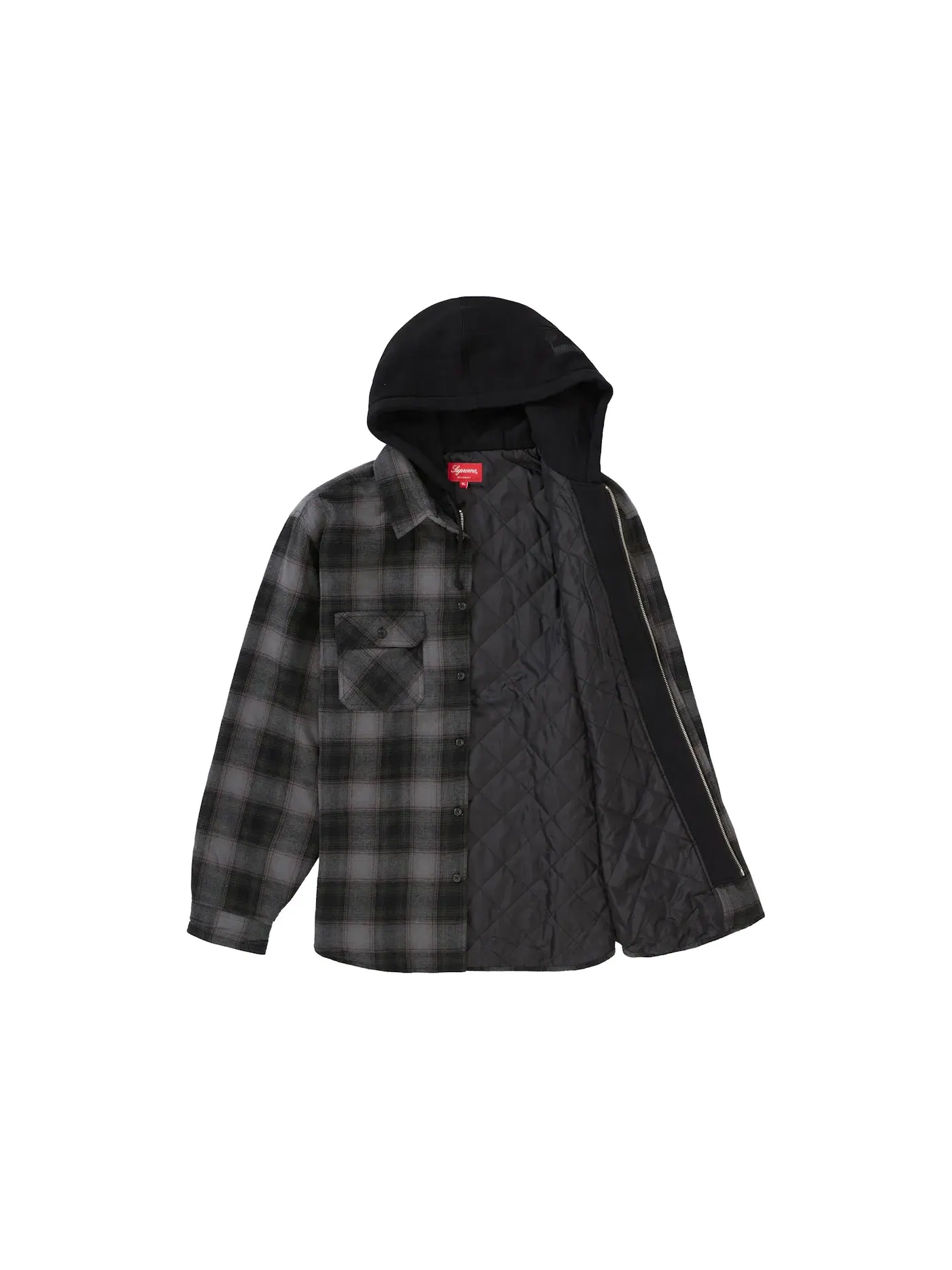 Мужская фланелевая рубашка с капюшоном на молнии Supreme — изображение 2 из 3, черный