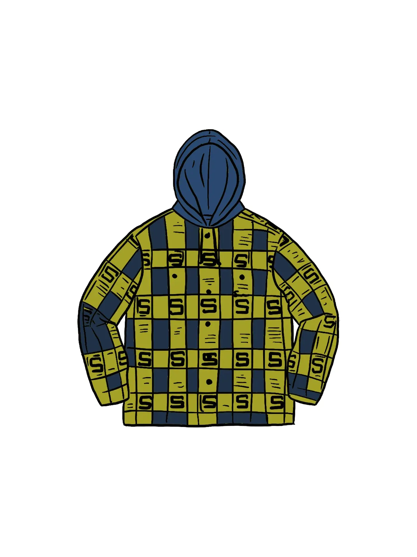 Мужская рубашка с капюшоном Shadow Plaid Supreme — изображение 1 из 1, темно-синий