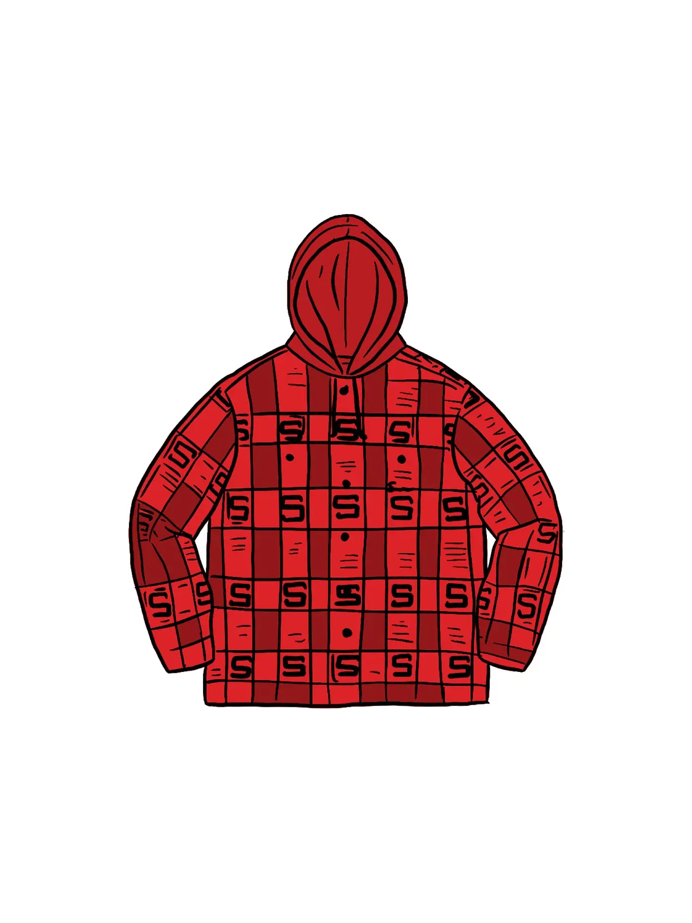 Мужская рубашка с капюшоном Shadow Plaid Supreme — изображение 1 из 1, красный