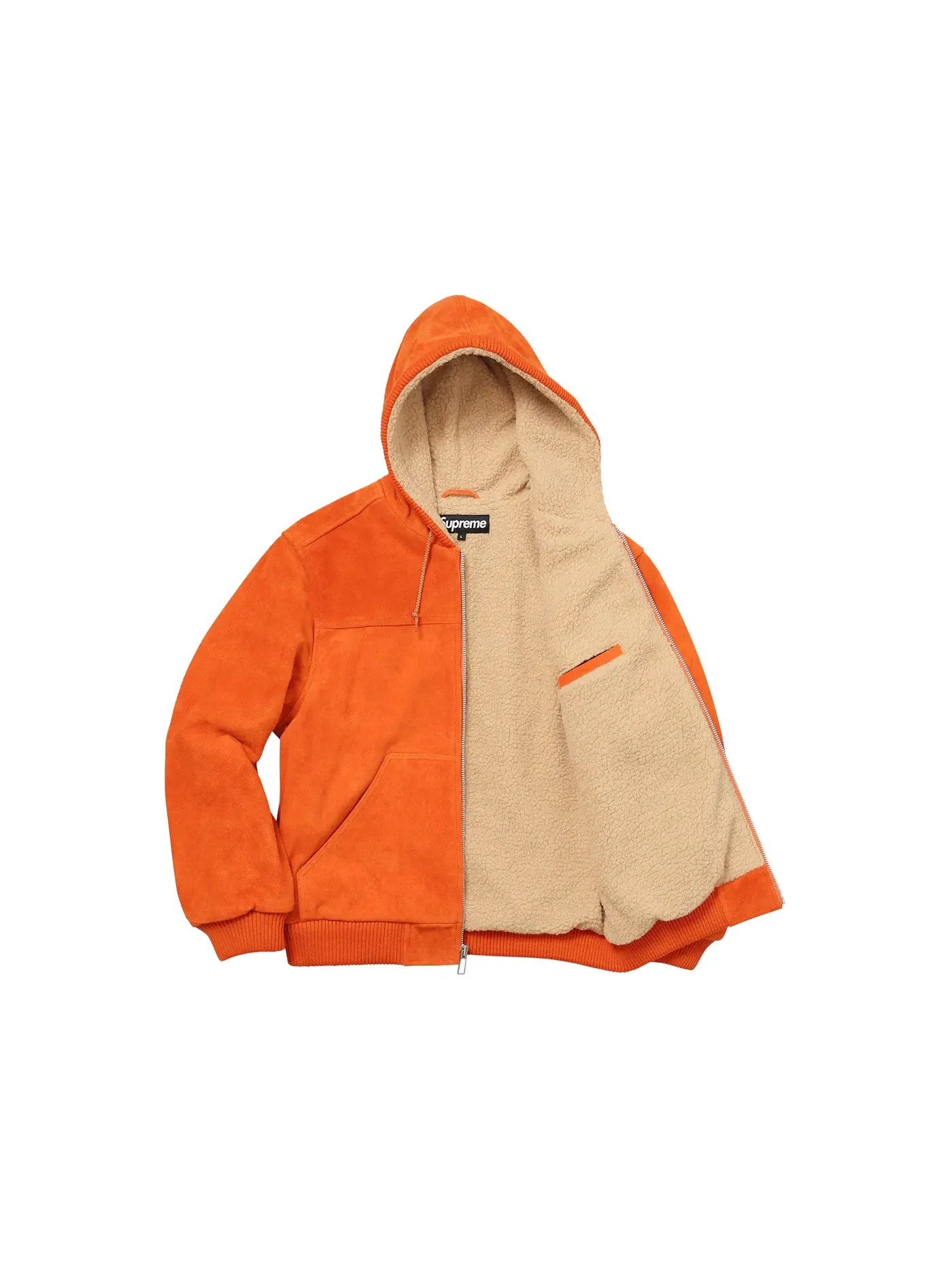Мужская куртка из замши с капюшоном Supreme Orange — изображение 2 из 3