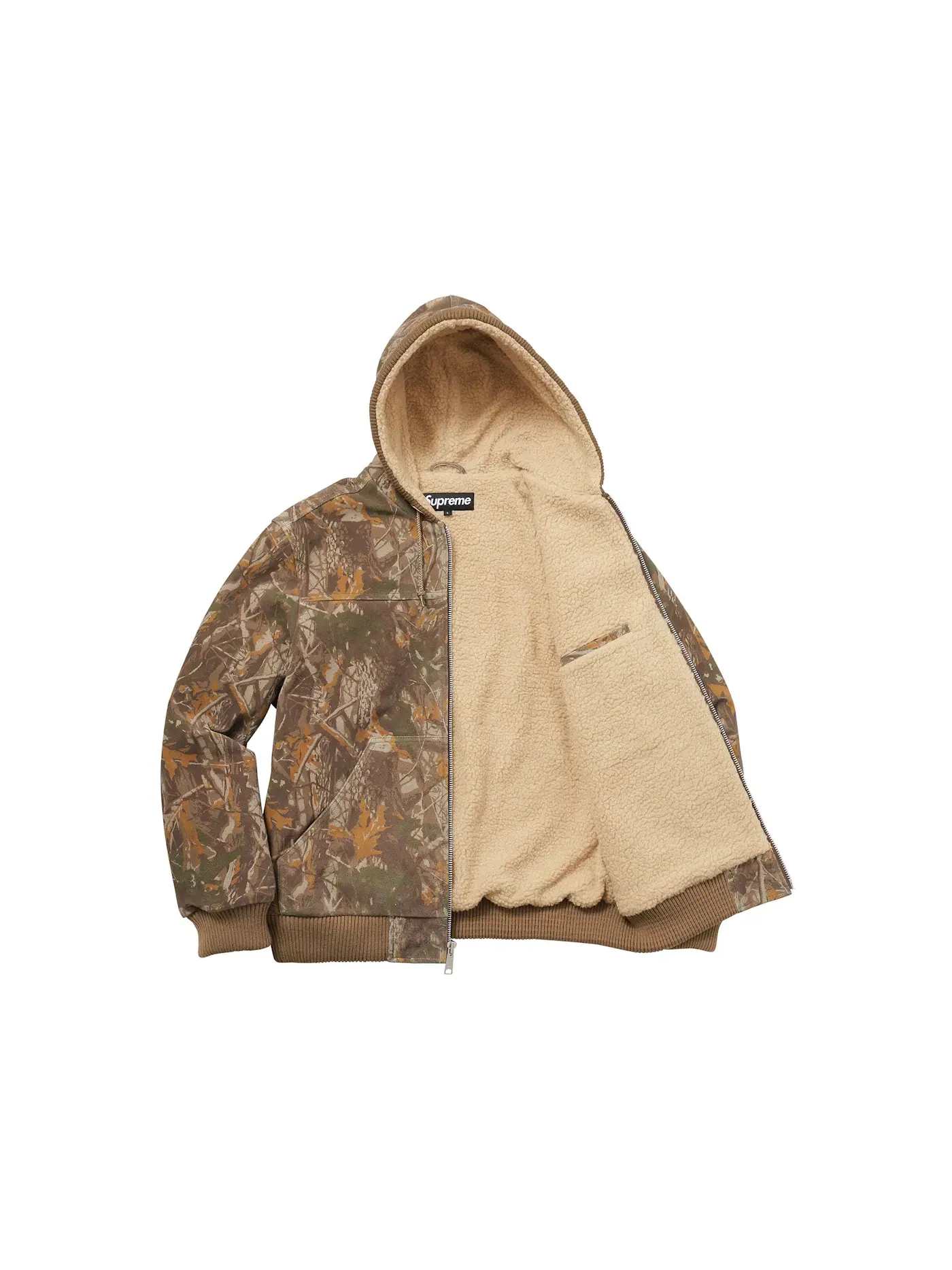 Мужская куртка с принтом Supreme Hooded Suede Work Jacket Tree Camo, Tree Camo — изображение 2 из 3