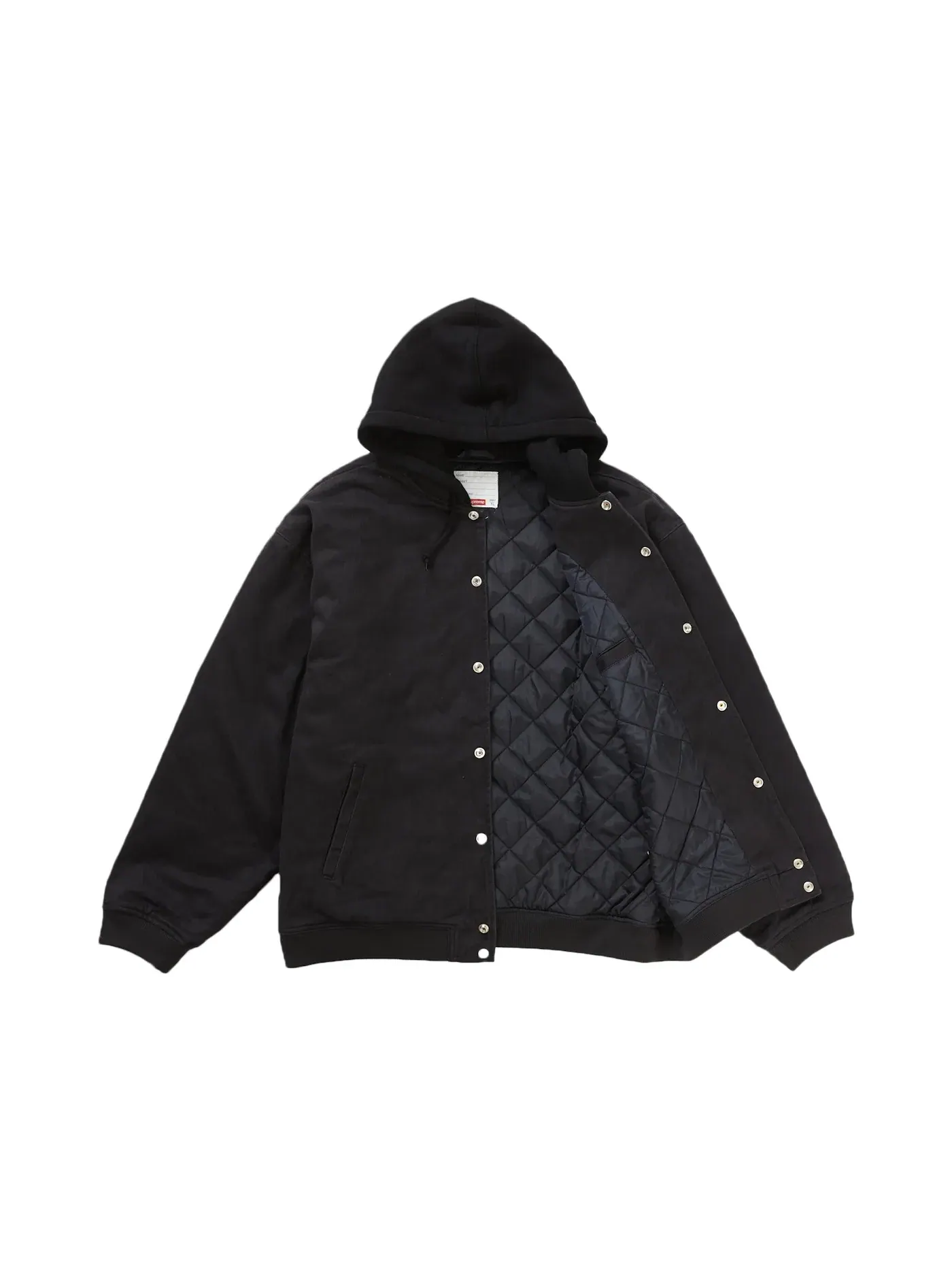 Мужская куртка-бомбер Supreme Hooded Twill Varsity Jacket — изображение 2 из 3, черный