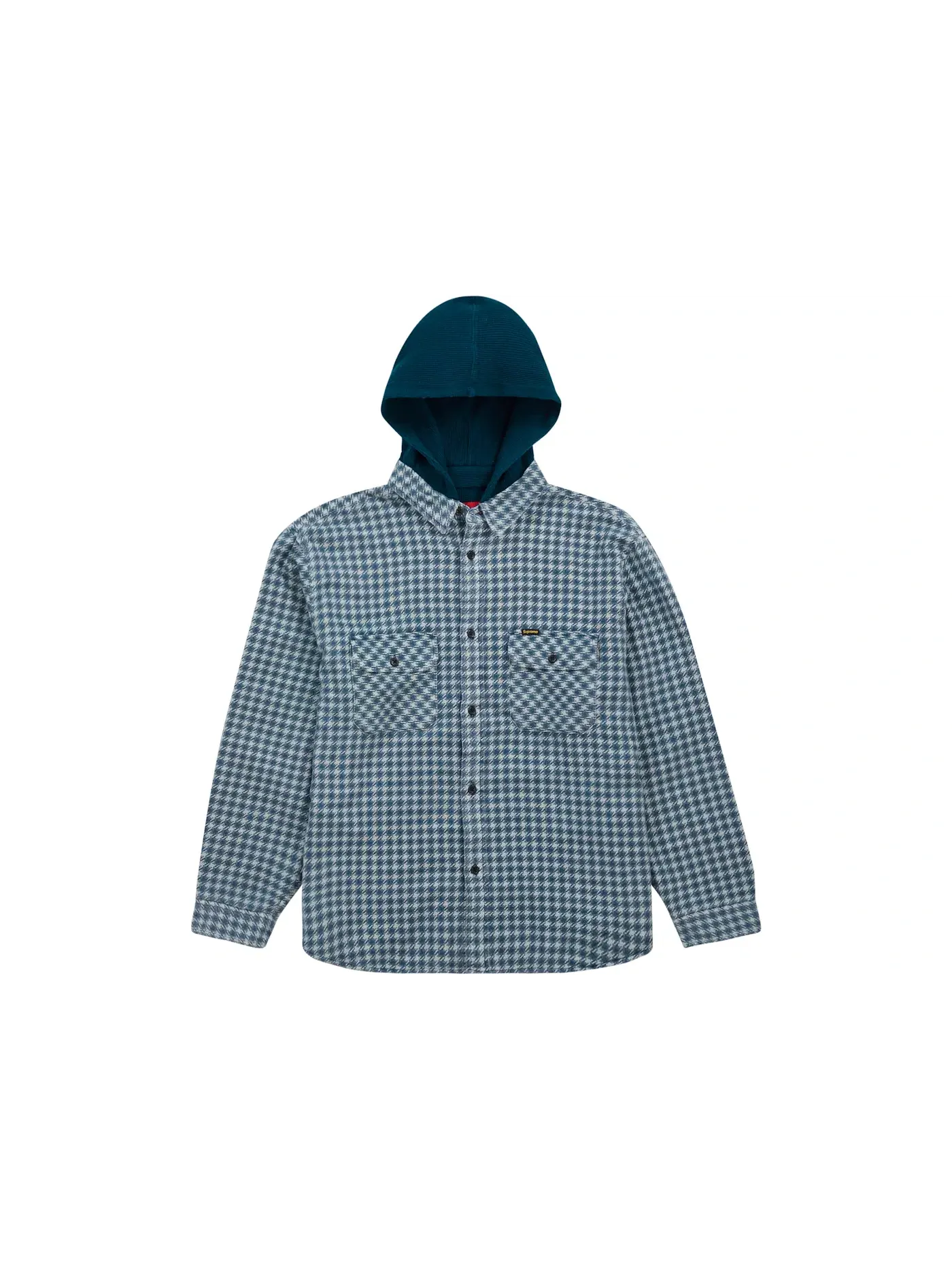 Мужская рубашка-худи с принтом Houndstooth Supreme — изображение 1 из 2, светлый темно-синий