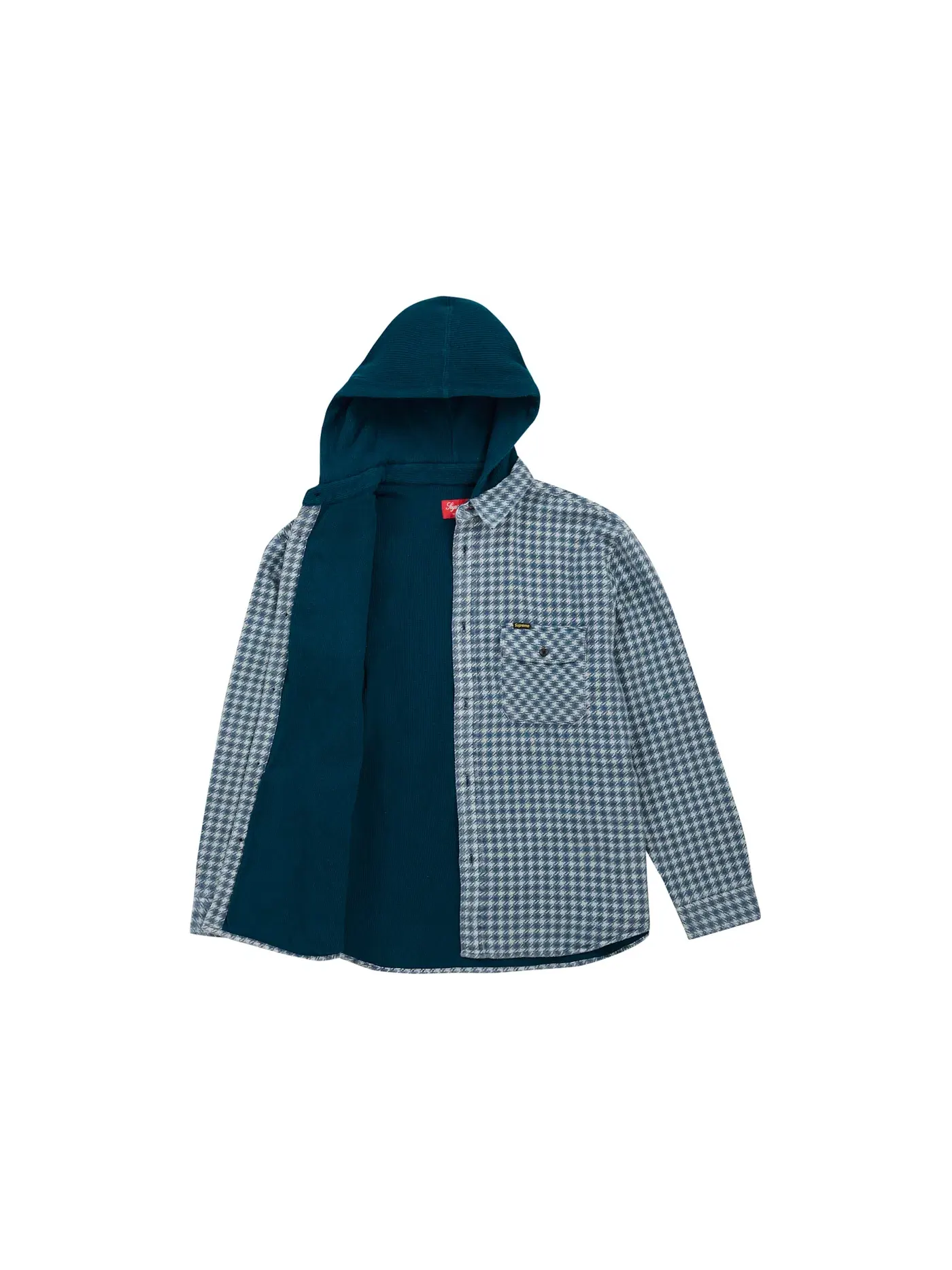 Мужская рубашка-худи с принтом Houndstooth Supreme — изображение 2 из 2, светлый темно-синий