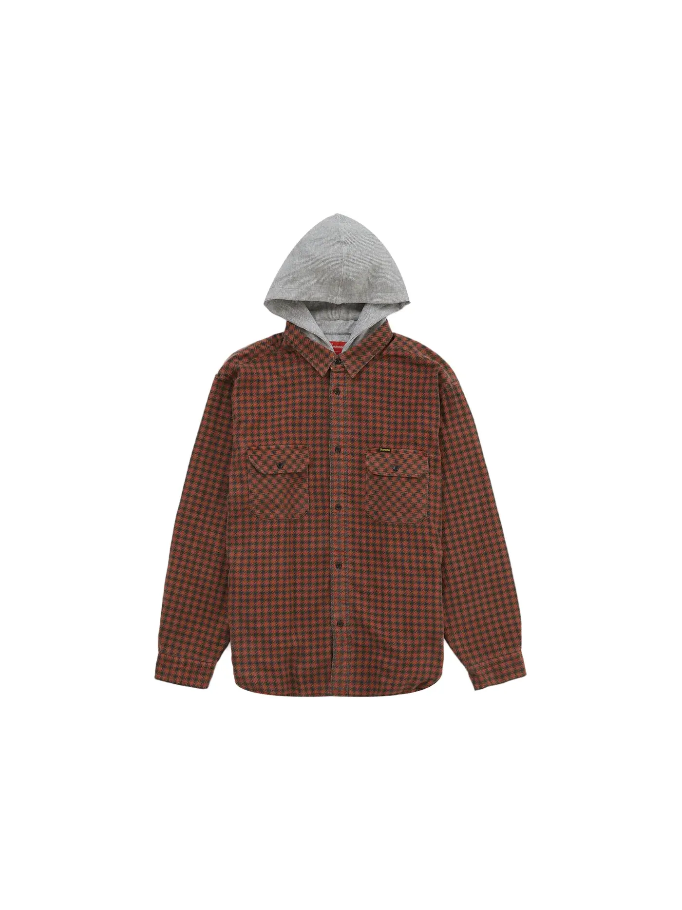 Мужская фланелевая рубашка с капюшоном в клетку хундстуз Shirt Supreme — изображение 1 из 2, красный