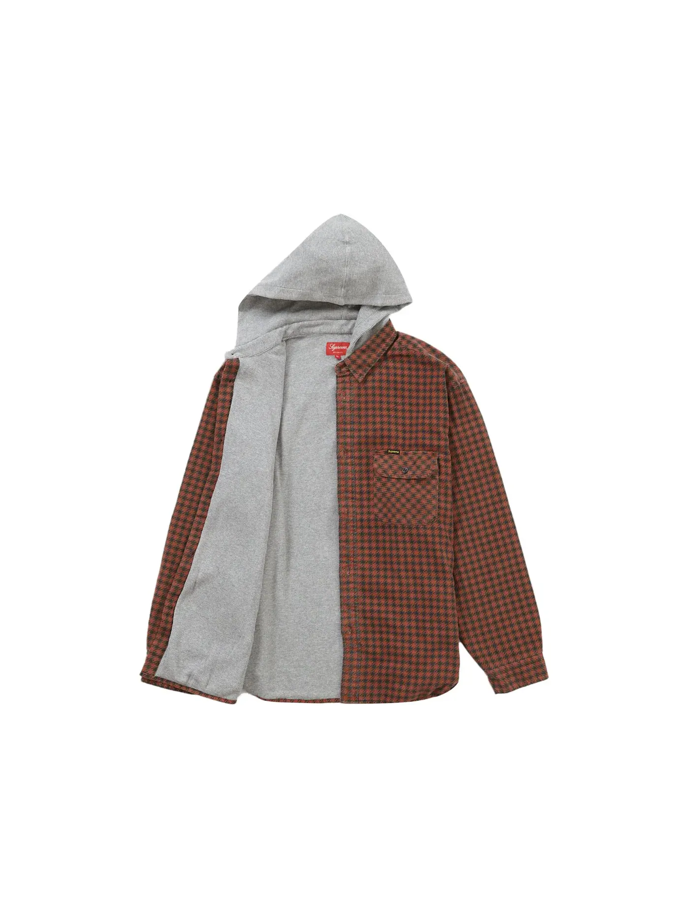 Мужская фланелевая рубашка с капюшоном в клетку хундстуз Shirt Supreme — изображение 2 из 2, красный