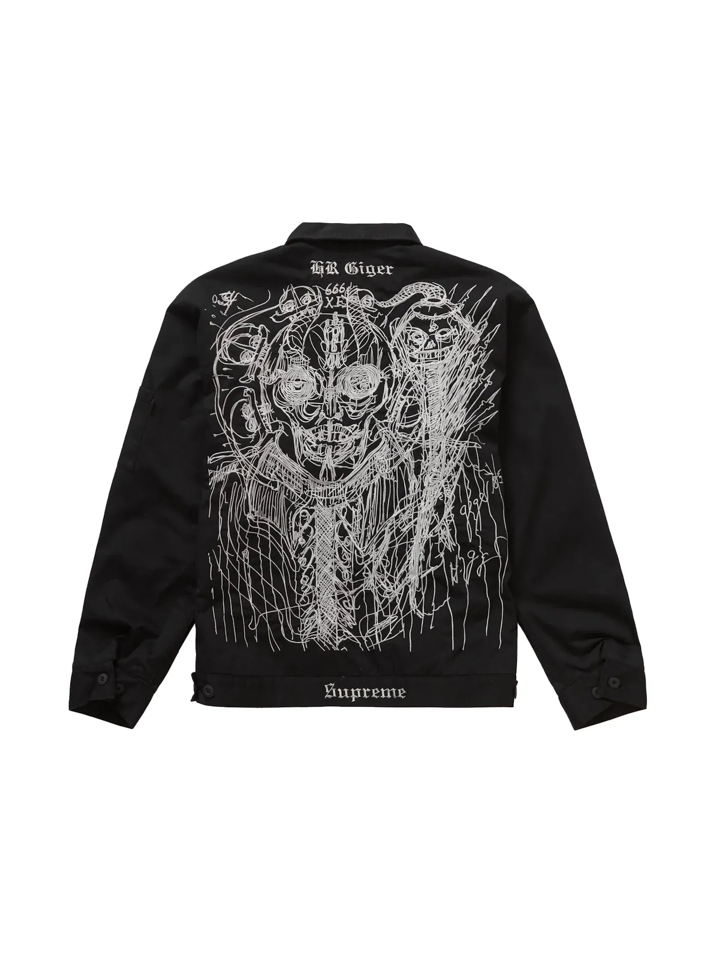 Мужская куртка с вышивкой Supreme H.R. Giger Embroidered Work Jacket — изображение 1 из 3, черный