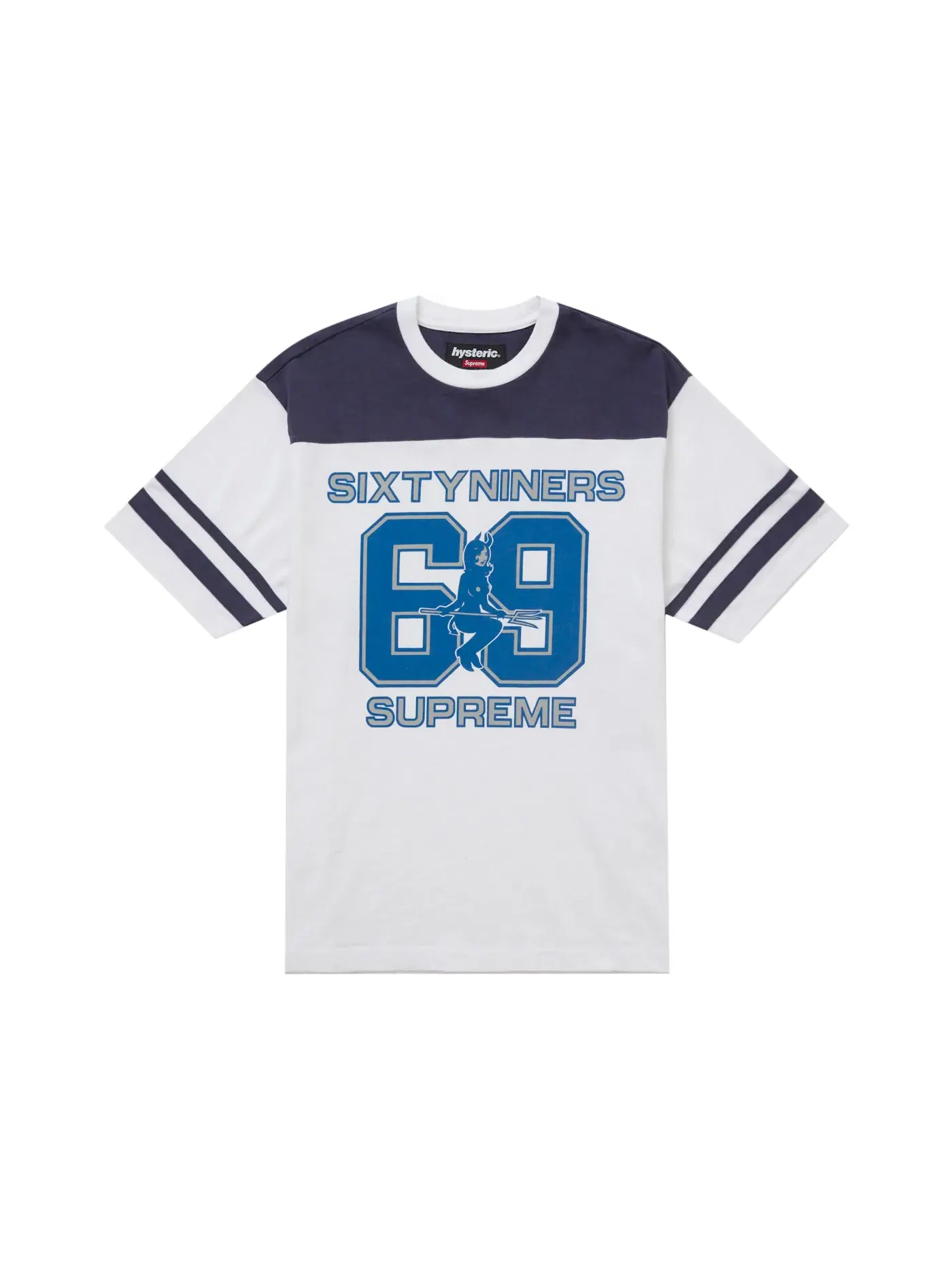 Мужская футболка с принтом Supreme Hysteric Glamour 69 Football Top — изображение 1 из 2, белый