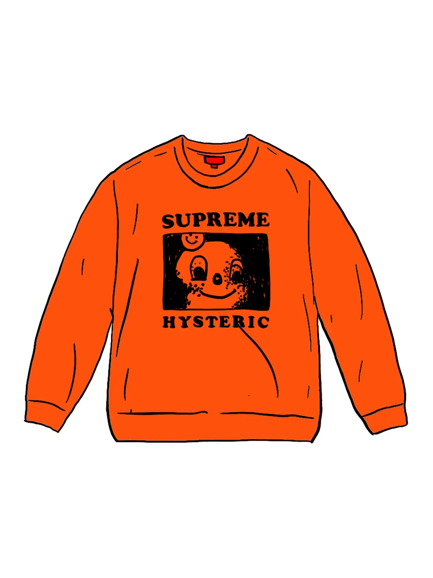 Мужской свитшот с принтом Hysteric Glamour Crewneck Supreme — изображение 1 из 1, оранжевый