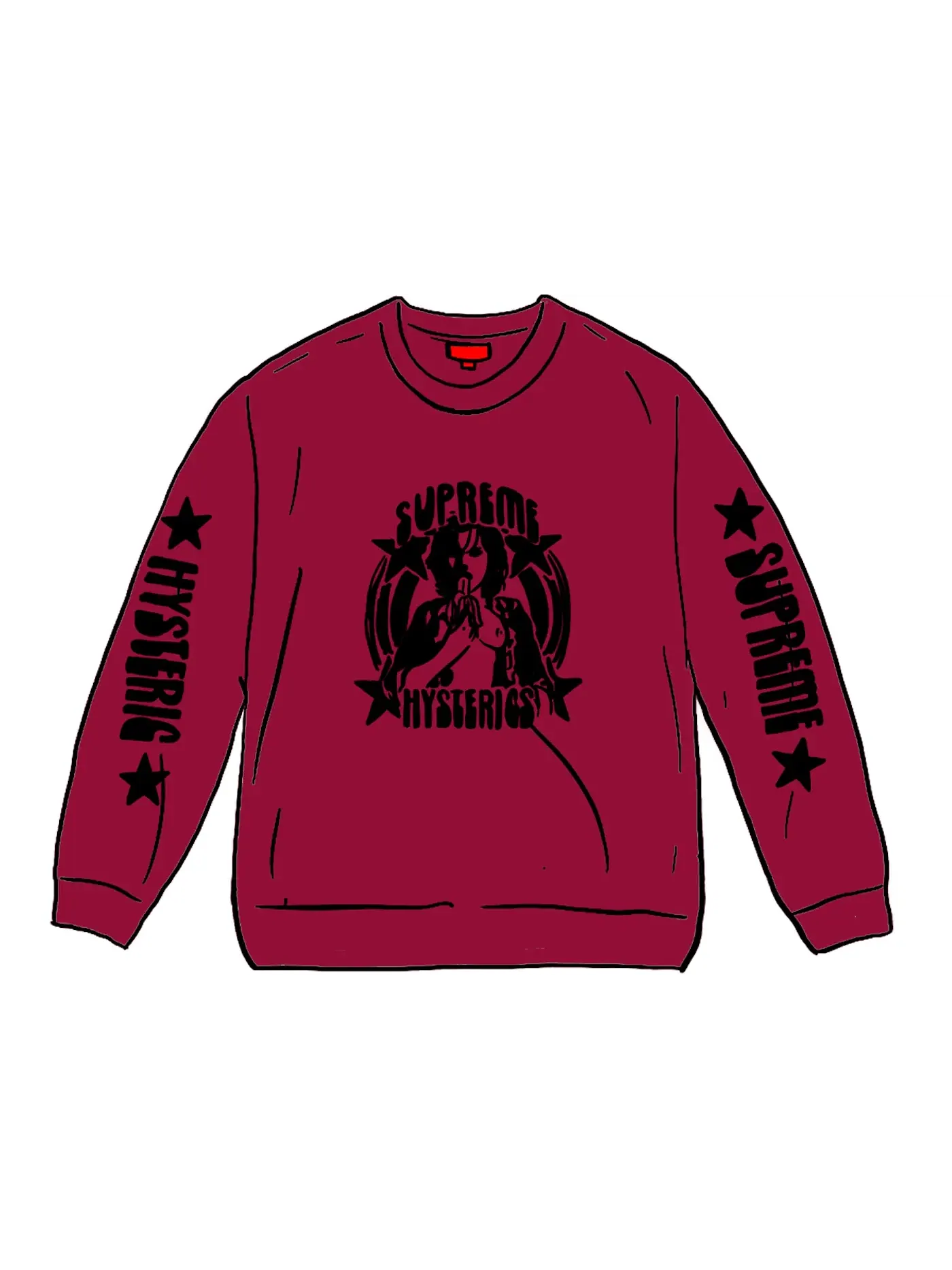 Мужская футболка с длинным рукавом HYSTERIC GLAMOUR Supreme — изображение 1 из 1, розовый
