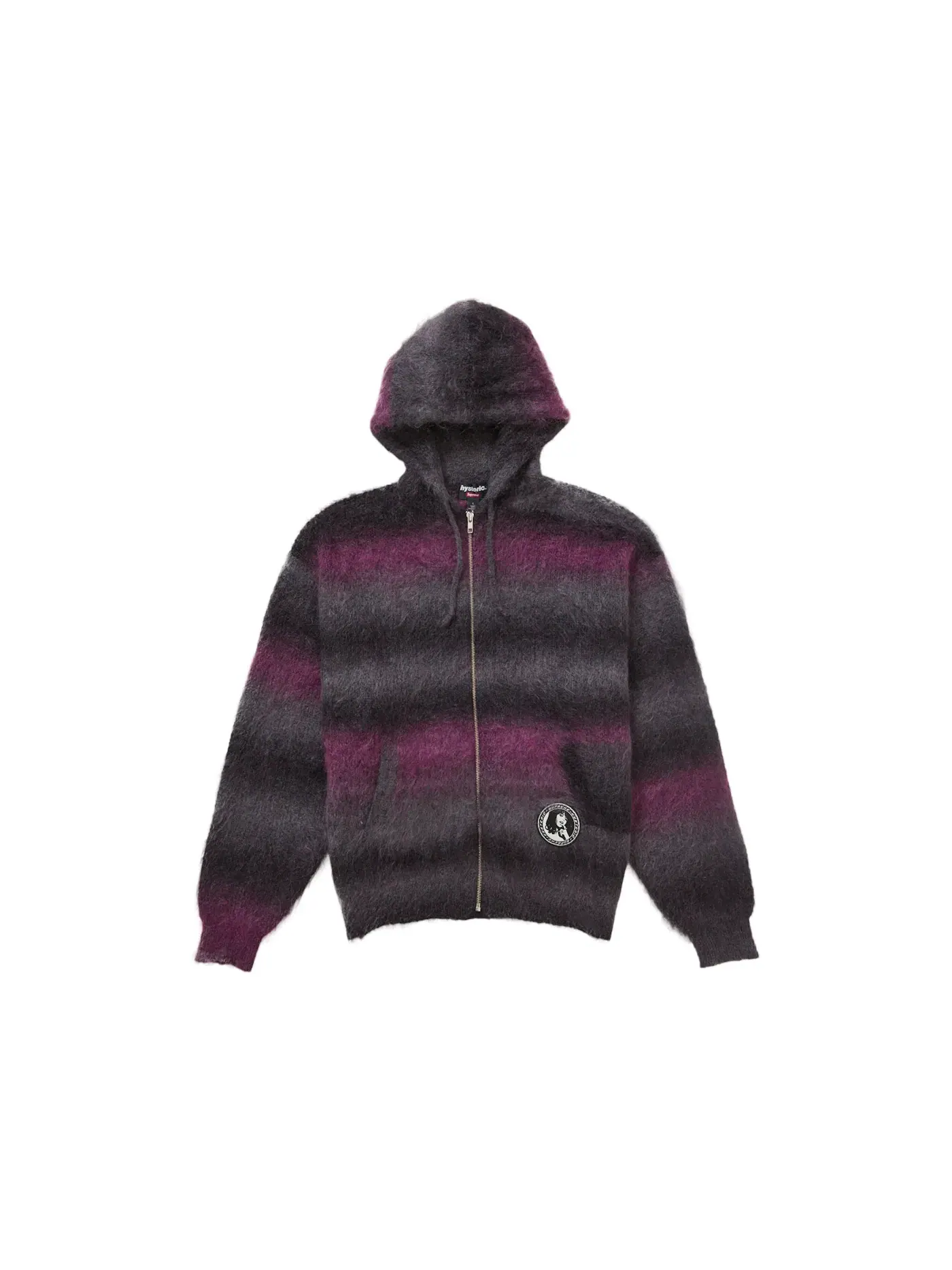 Мужской свитер с капюшоном на молнии из мохера Supreme Hysteric Glamour Mohair Zip Up Hooded Sweater — изображение 1 из 2