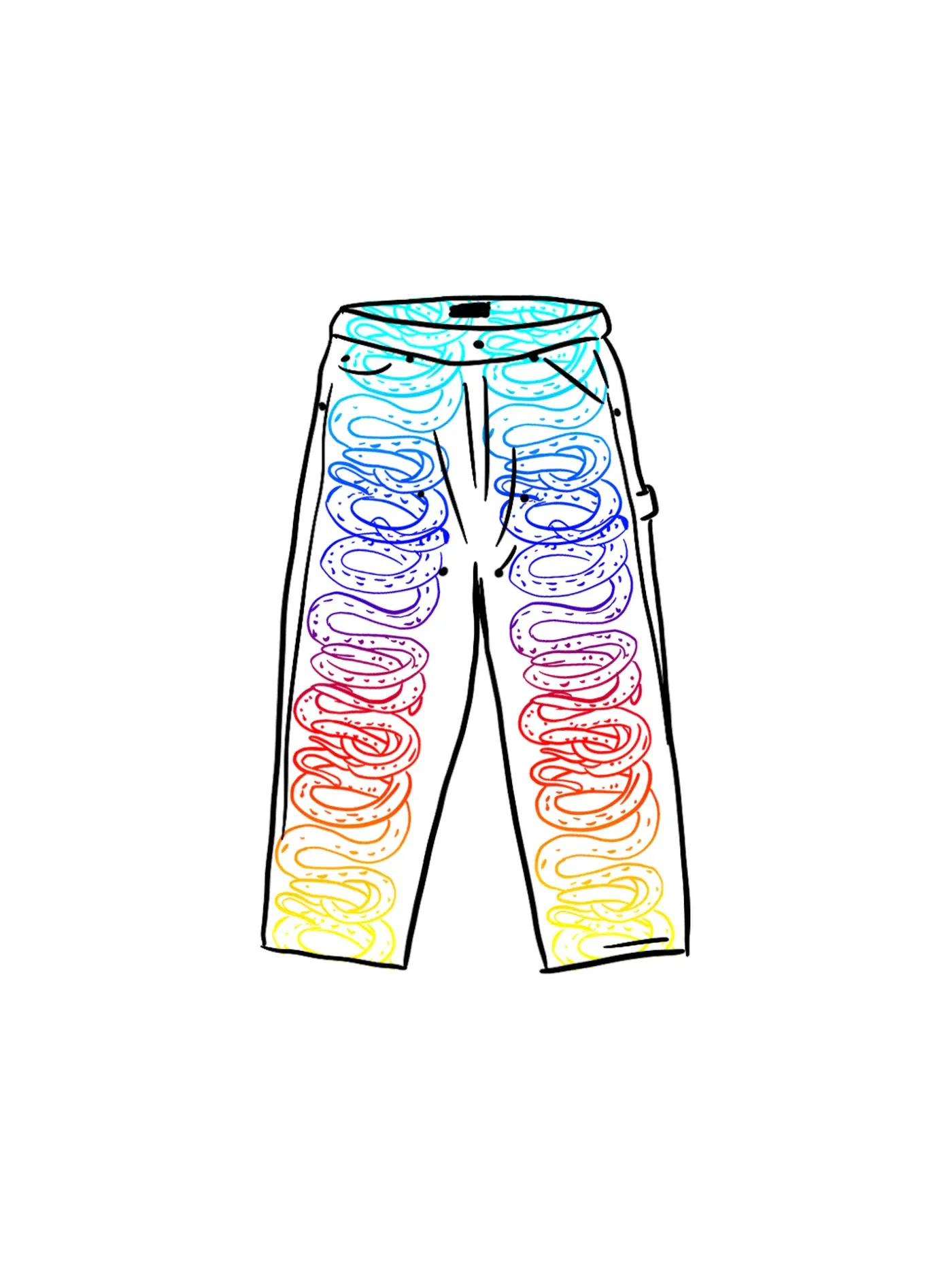 Мужские брюки из денима с двойным коленом Snake Double Knee Denim Painter Pant Supreme — изображение 1 из 1, белый