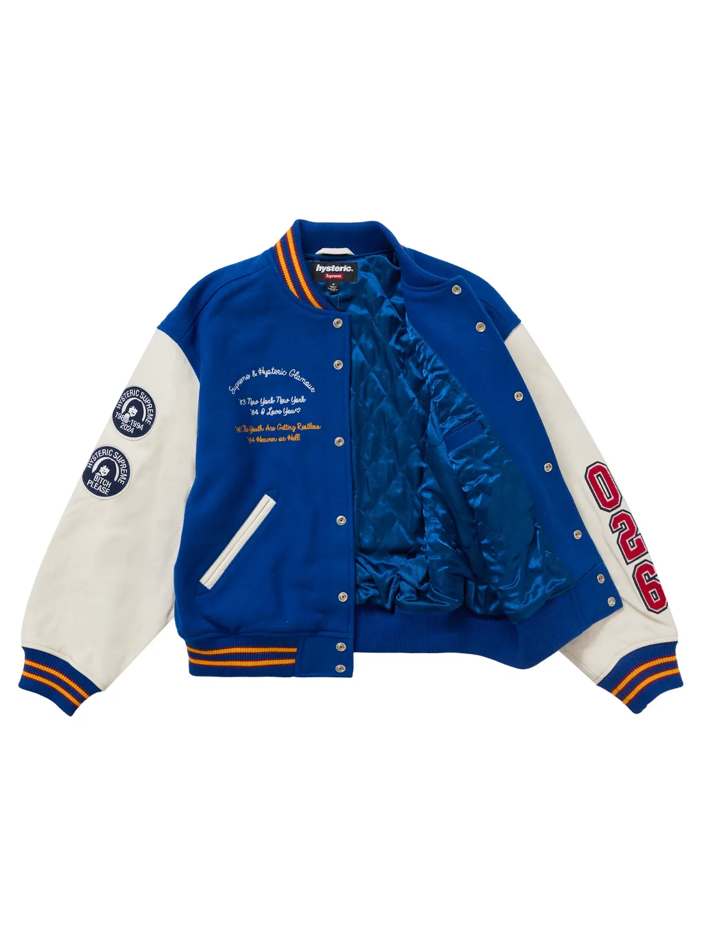Мужская куртка-бомбер с принтом Supreme Hysteric Glamour Varsity Jacket — изображение 2 из 3, синий