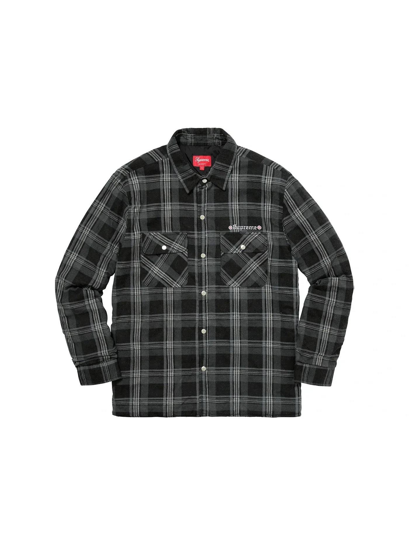 Мужская фланелевая рубашка с квилтингом Supreme Independent Quilted Flannel Shirt — изображение 1 из 3, черный