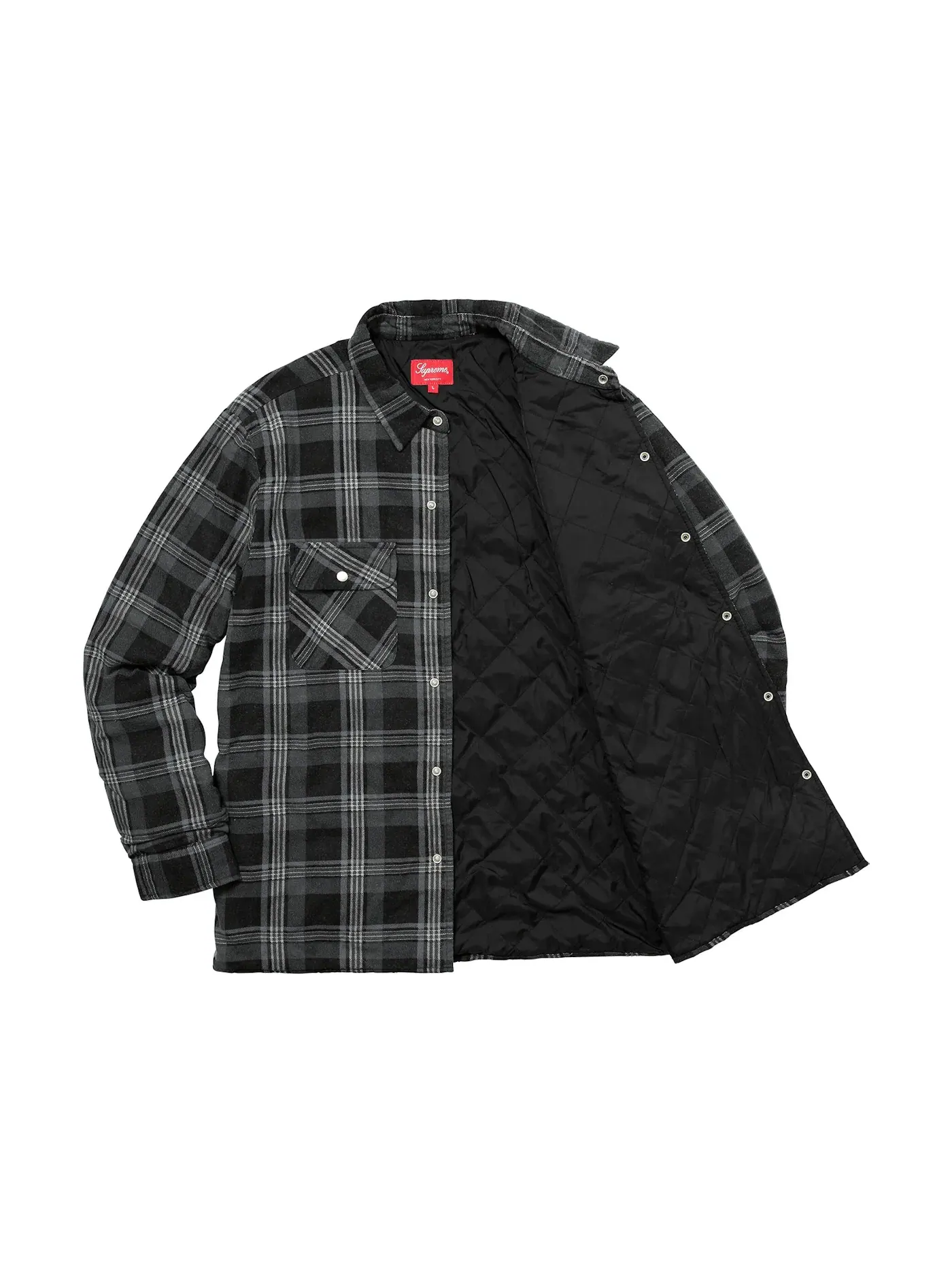 Мужская фланелевая рубашка с квилтингом Supreme Independent Quilted Flannel Shirt — изображение 2 из 3, черный