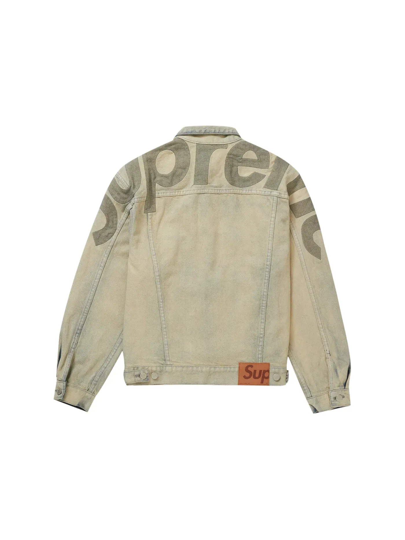 Мужская джинсовая куртка с вставкой логотипа Supreme, Dirty — изображение 2 из 2