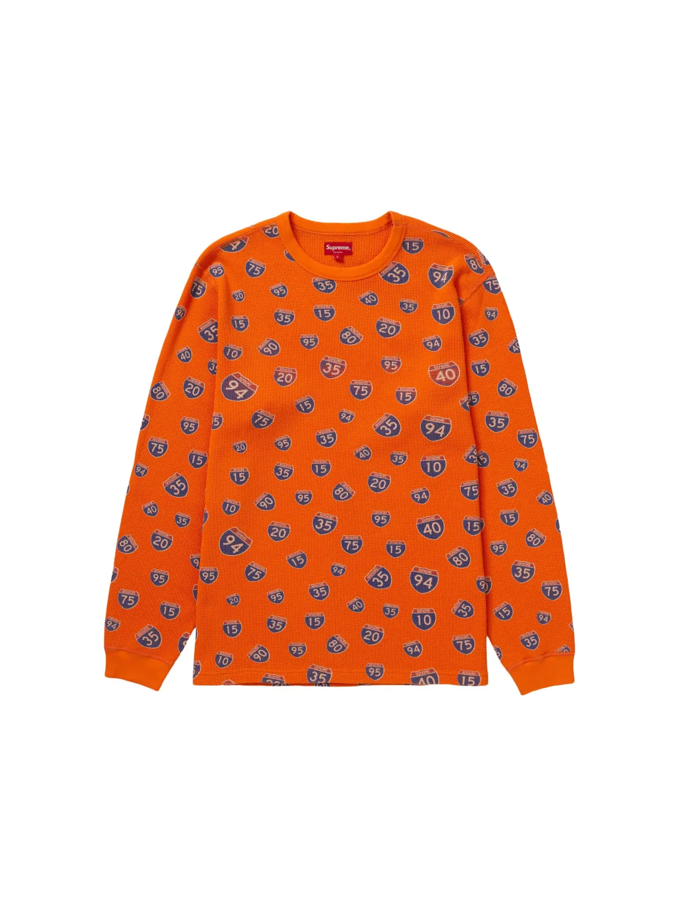 Мужской свитер с принтом Supreme Interstate Waffle Thermal — изображение 1 из 1, оранжевый