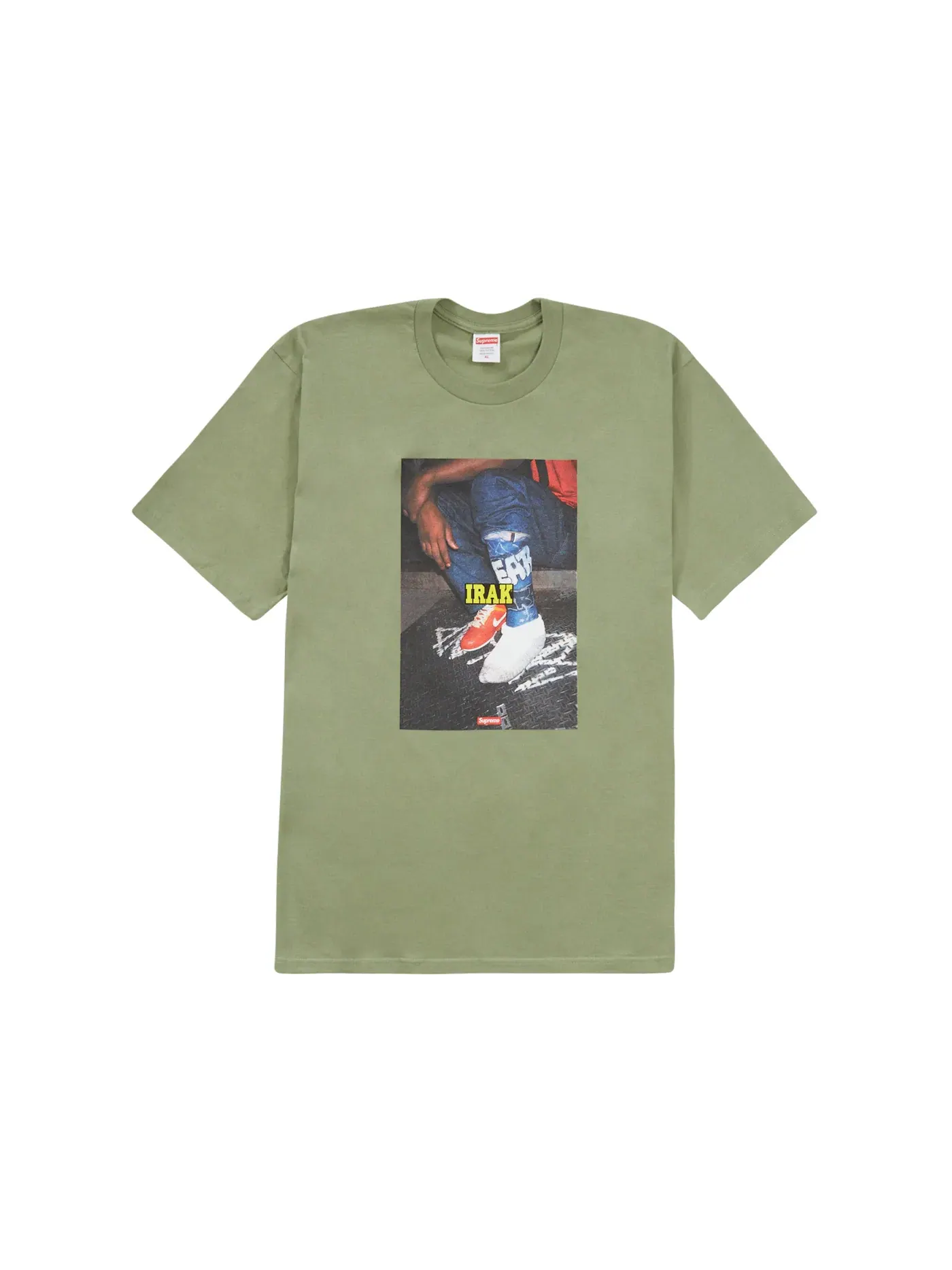 Мужская футболка с принтом Supreme IRAK Cast Tee — изображение 1 из 2, светлый оливковый