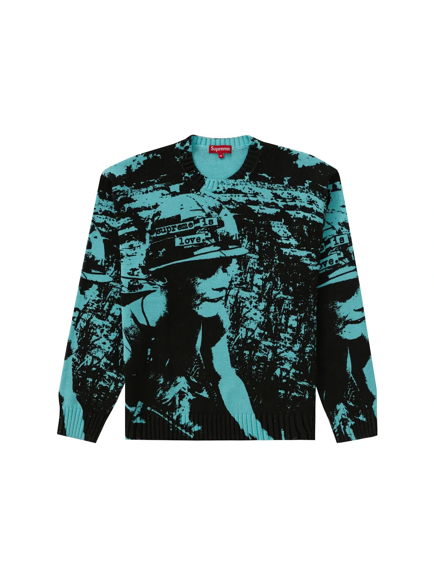 Мужской свитер Supreme Supreme is Love Sweater, Bright Teal — изображение 1 из 1