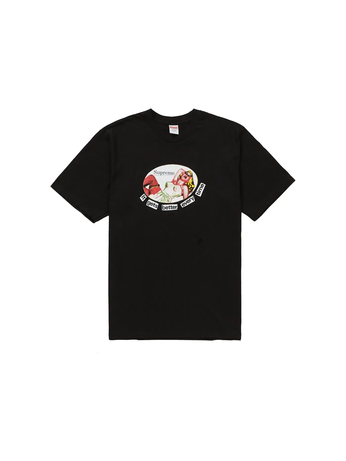 Мужская футболка с принтом Supreme It Gets Better Every Time Tee — изображение 1 из 1, черный