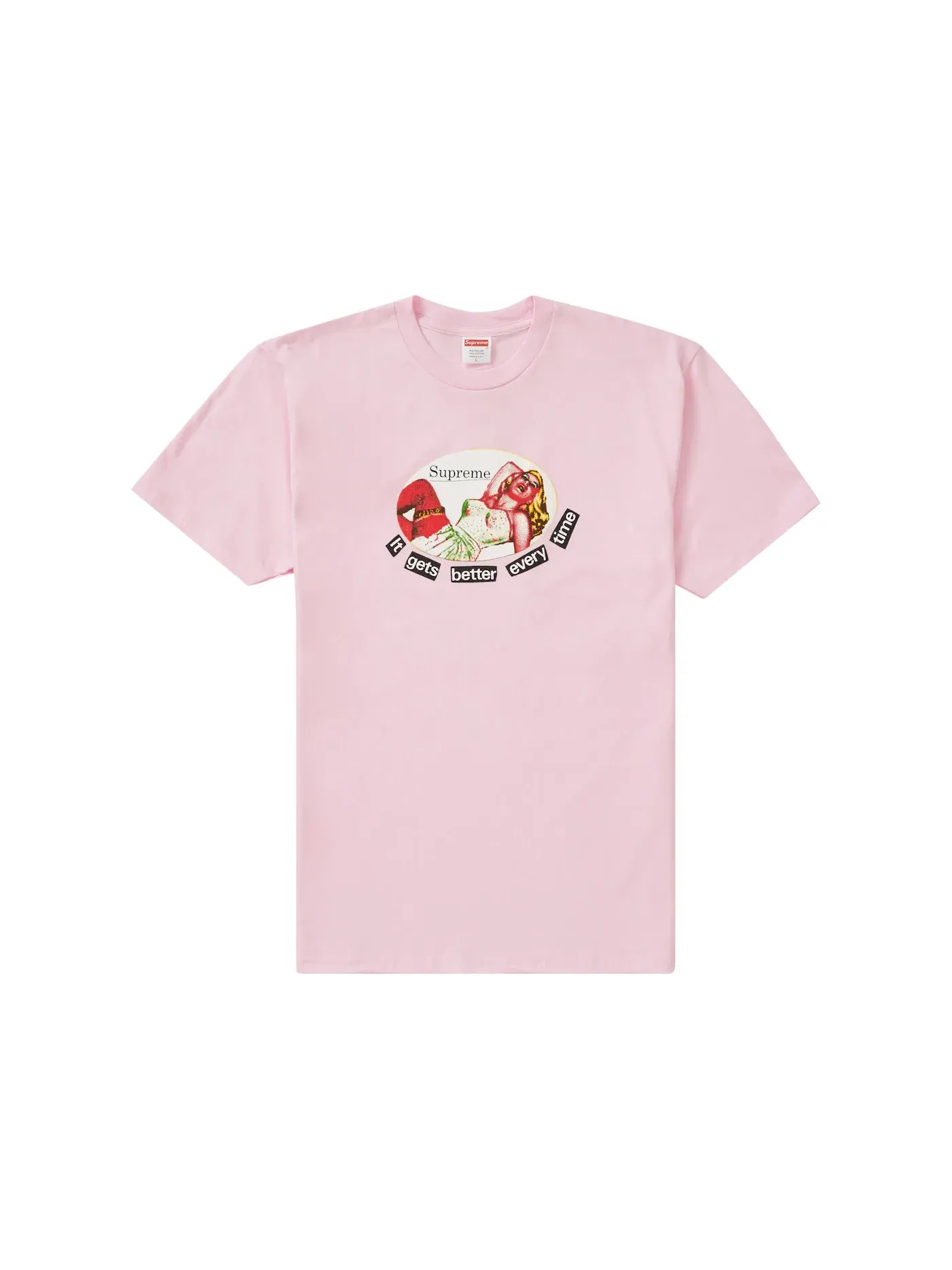 Мужская футболка с принтом Supreme It Gets Better Every Time Tee — изображение 1 из 1, розовый