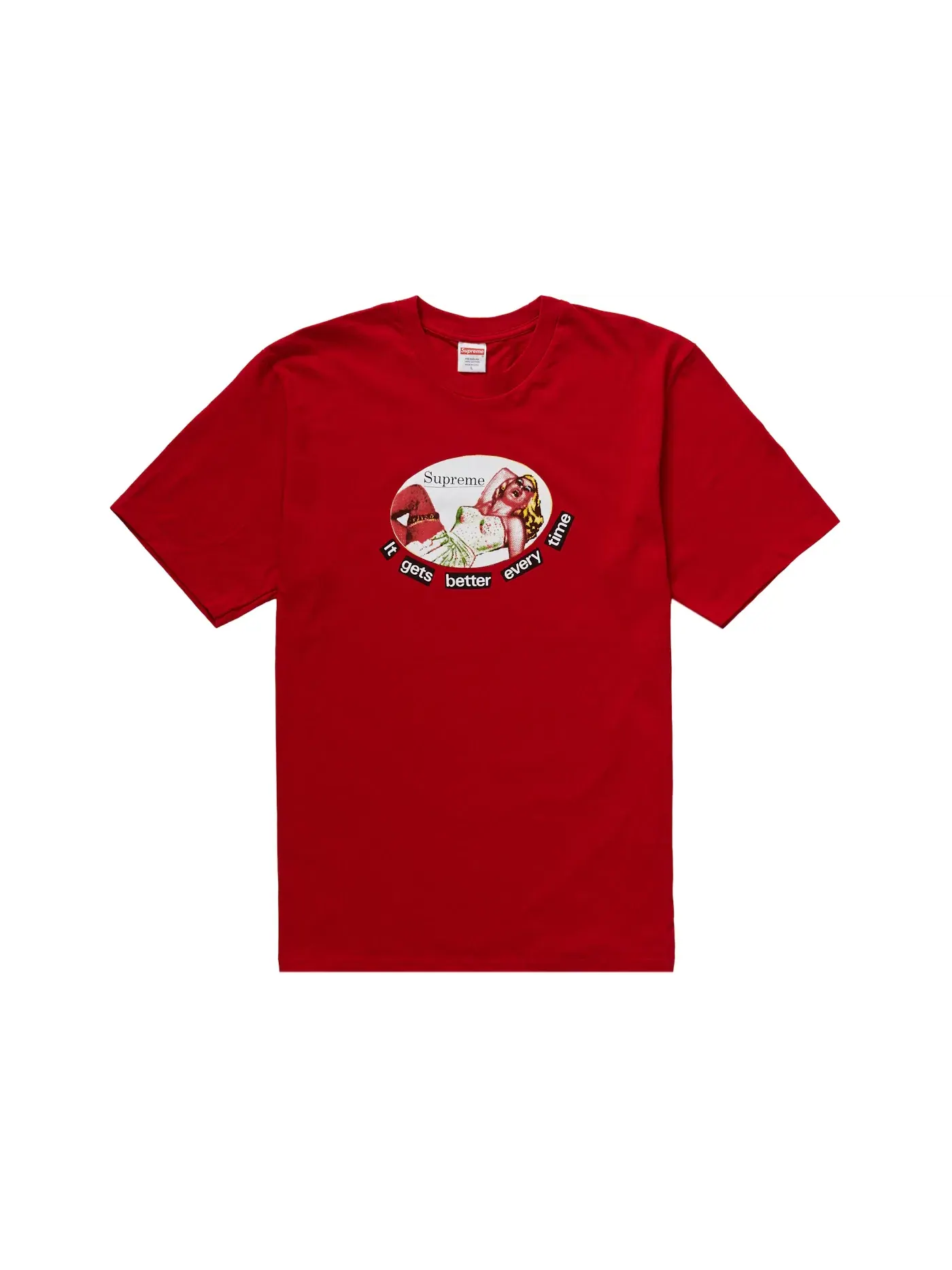 Мужская футболка с принтом Supreme It Gets Better Every Time Tee — изображение 1 из 1, красный