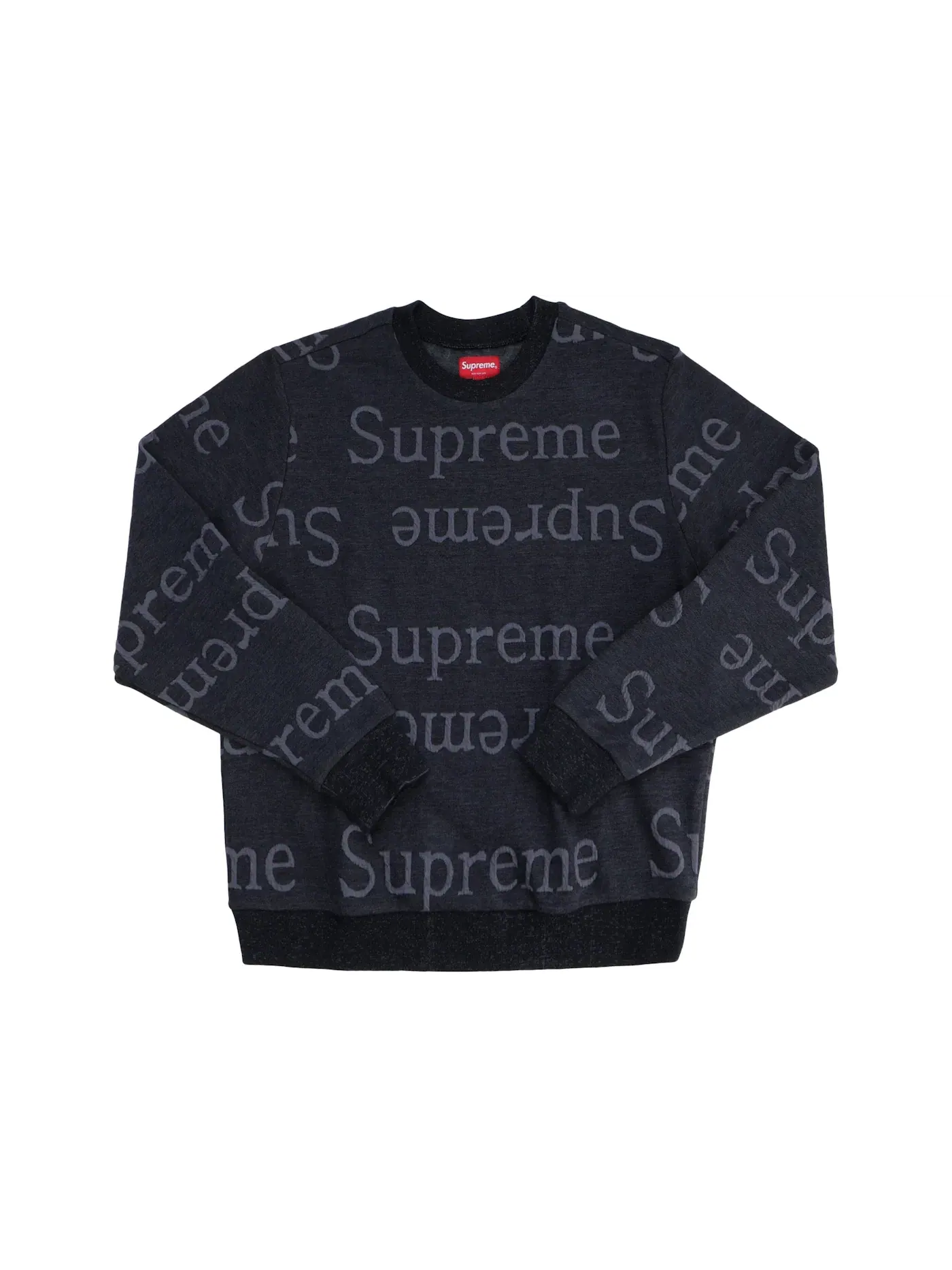 Мужской свитшот с жаккардовым принтом Crewneck Supreme — изображение 1 из 1, черный