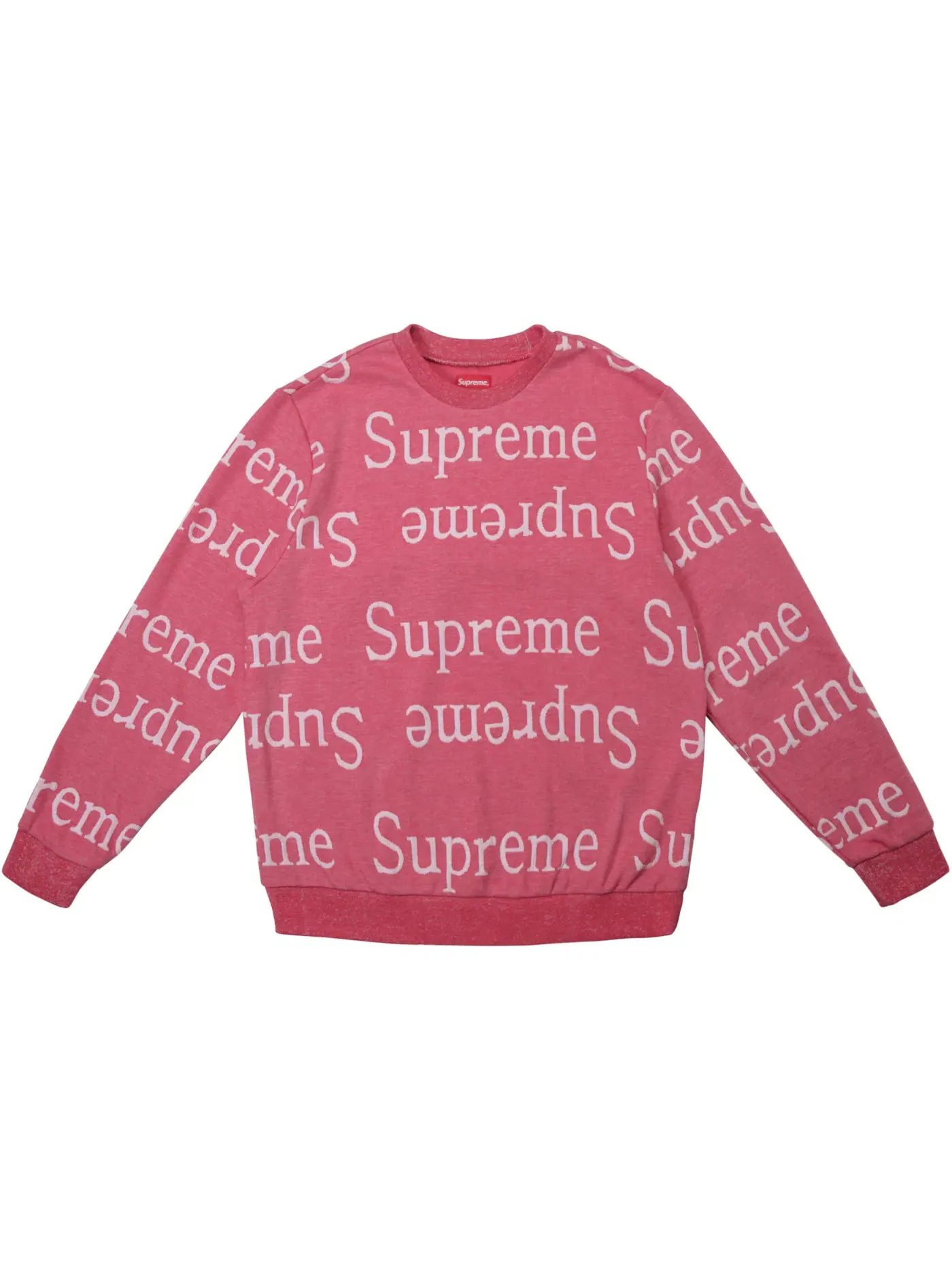 Мужской свитшот с жаккардовым логотипом Supreme Crewneck — изображение 1 из 1, темный розовый