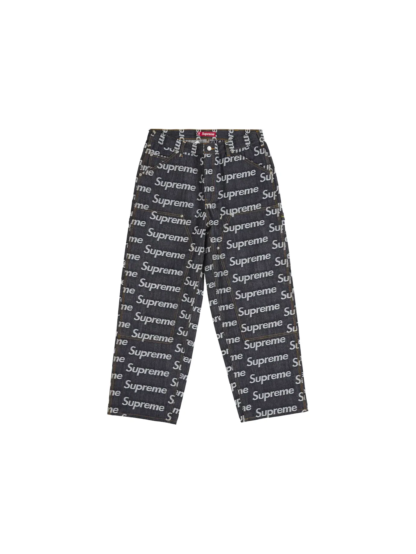 Мужские джинсовые брюки с двойным коленом Supreme Jacquard Logos Double Knee Denim Painter Jean — изображение 1 из 2, индиго