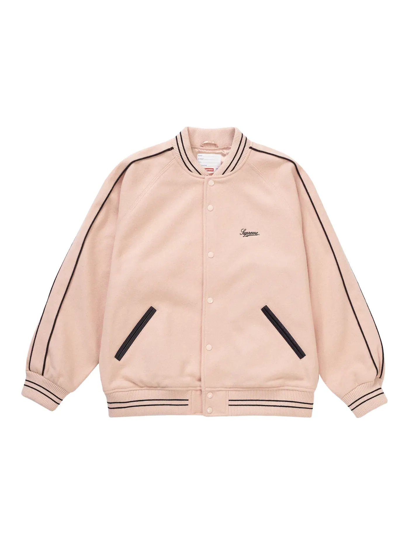 Мужская куртка-бомбер с принтом Varsity Jacket Supreme — изображение 2 из 3, розовый