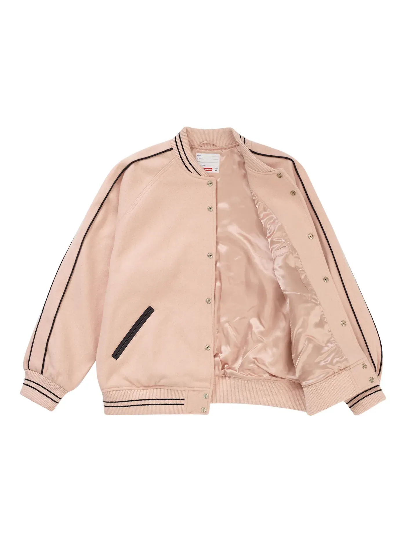 Мужская куртка-бомбер с принтом Varsity Jacket Supreme — изображение 3 из 3, розовый