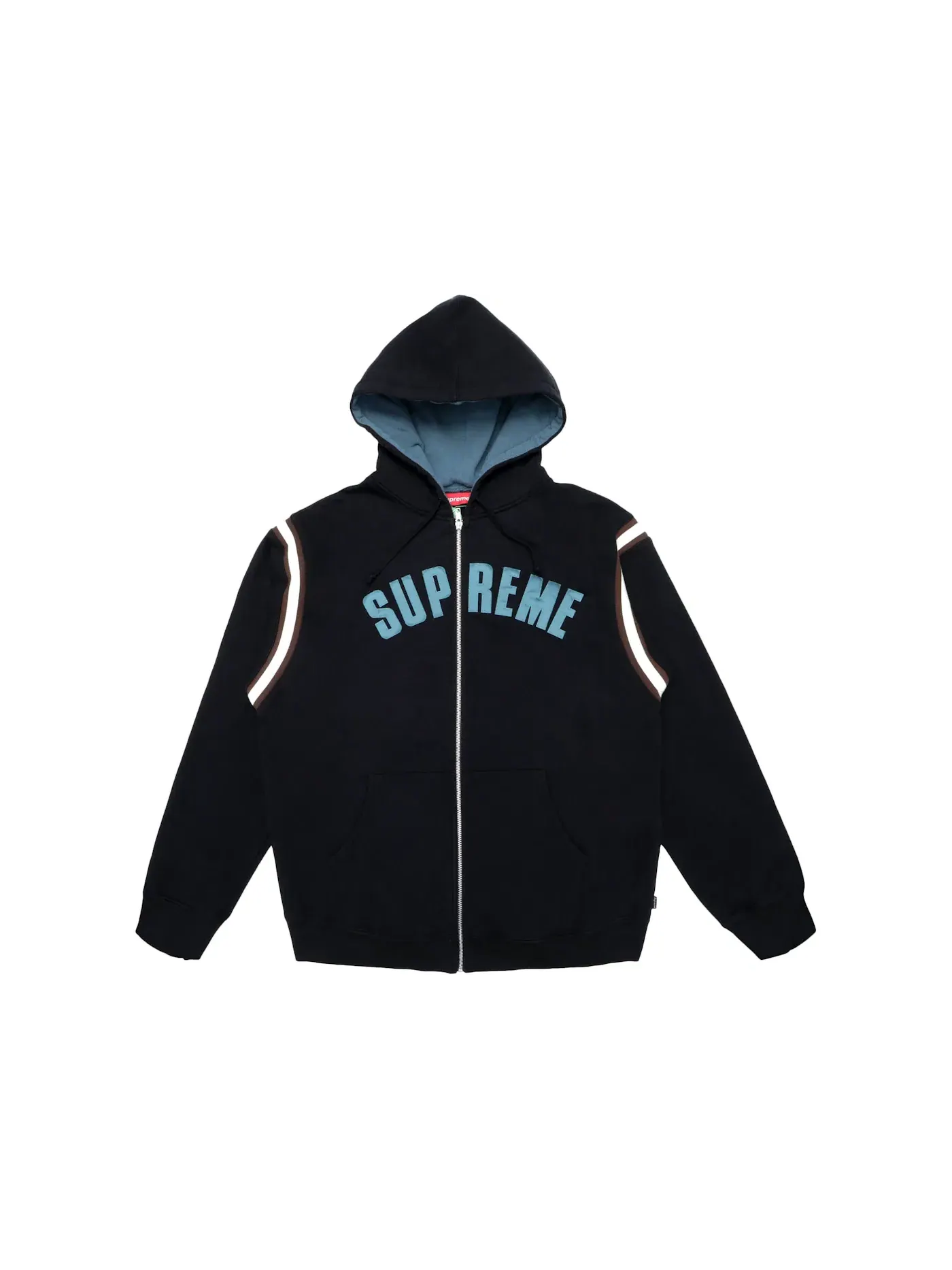 Мужская худи на молнии с капюшоном с длинным рукавом Supreme — изображение 1 из 1, черный