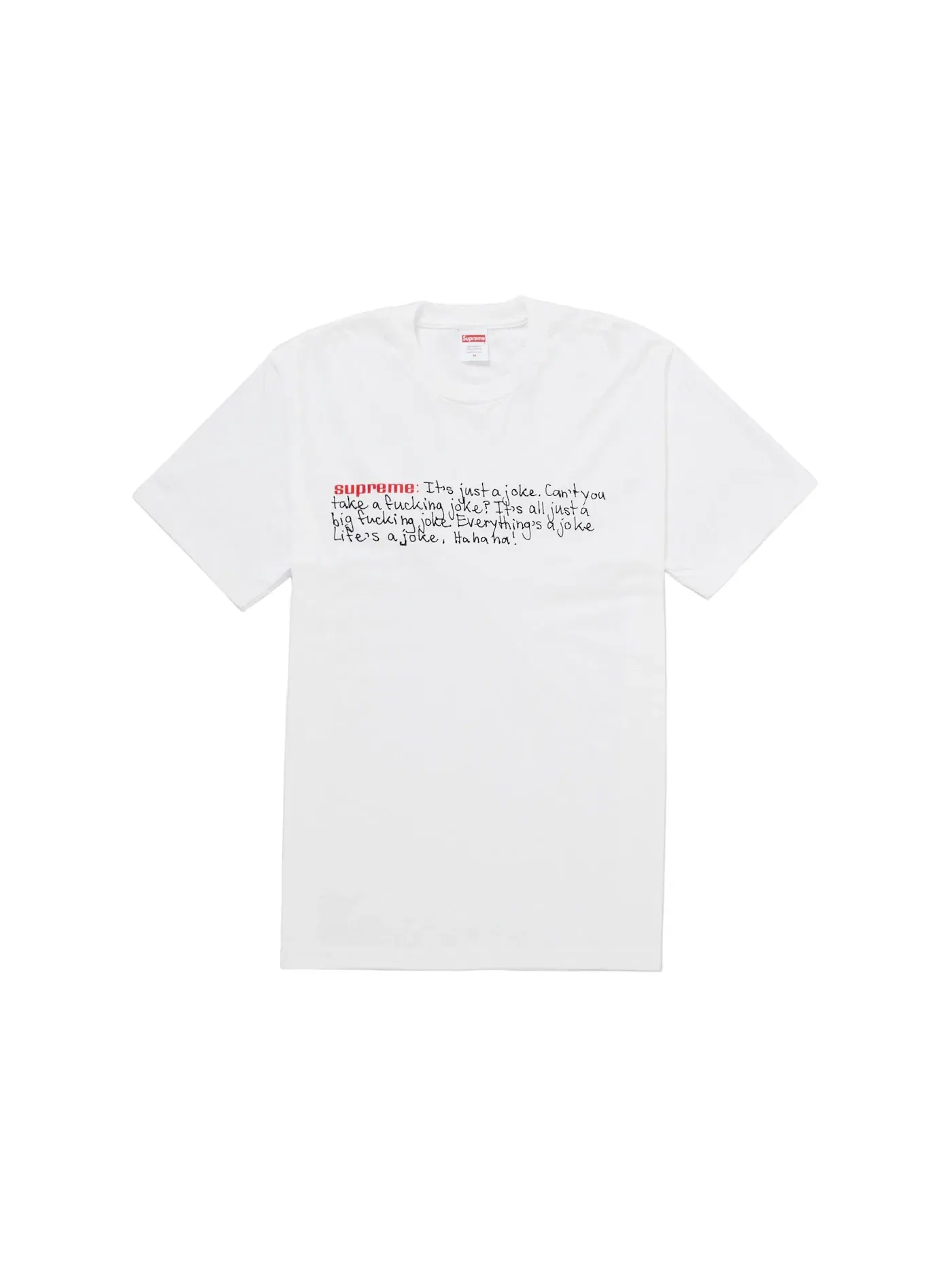 Мужская футболка с принтом Supreme Joke Tee Supreme — изображение 1 из 1, белый