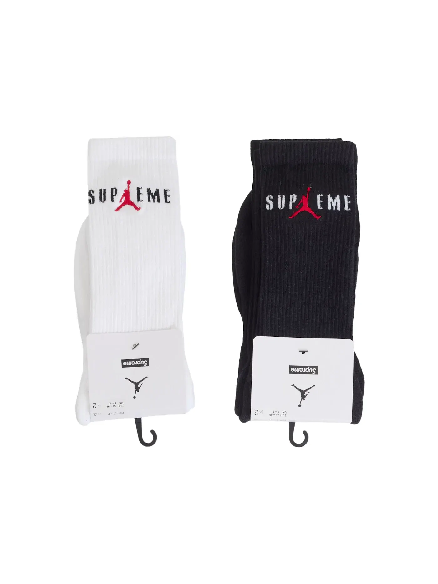 Детские носки с принтом Supreme Jordan 2 Pack — изображение 1 из 1, черный/белый