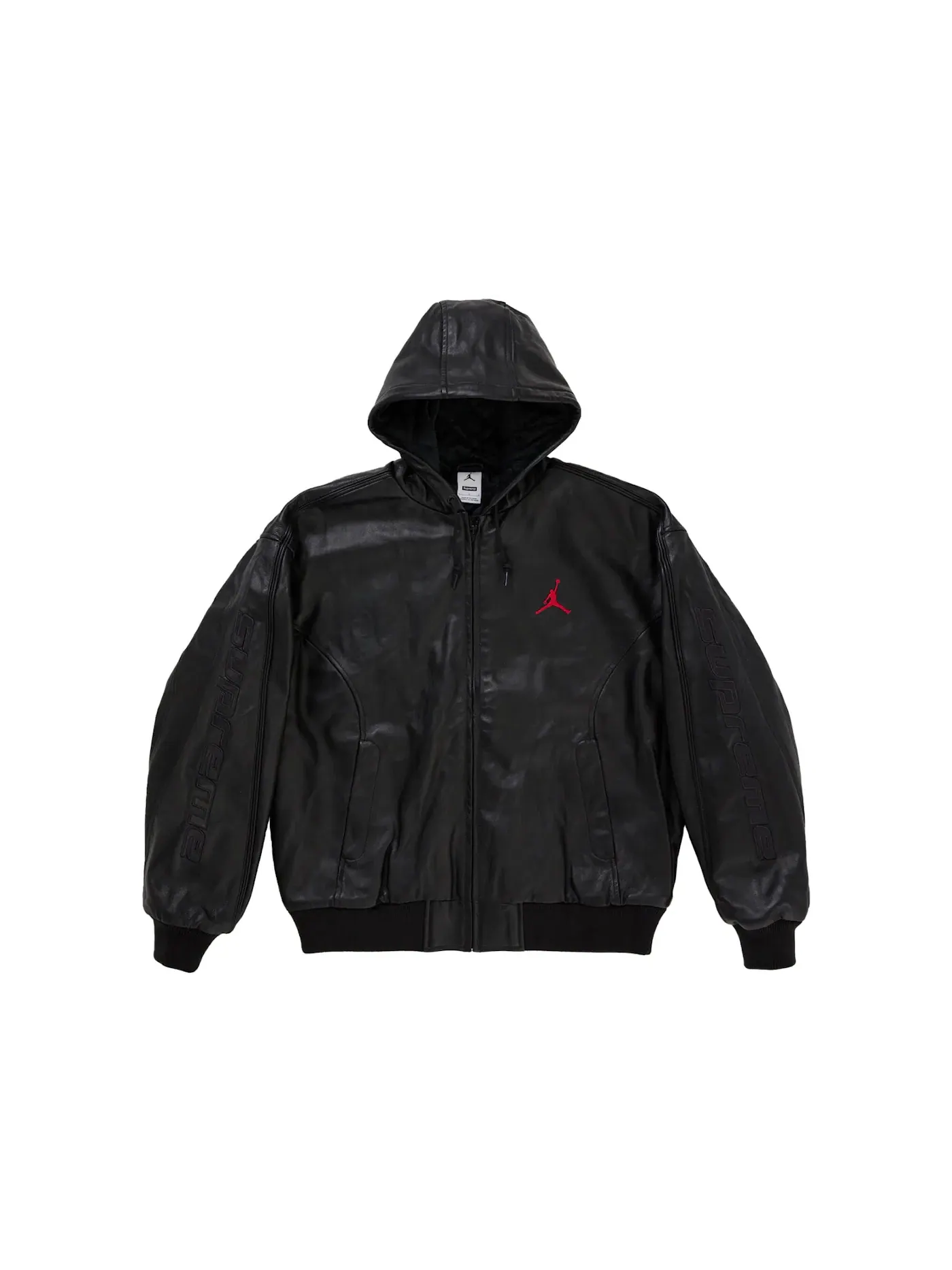 Мужская кожаная куртка с капюшоном Supreme Jordan — изображение 1 из 3, черный