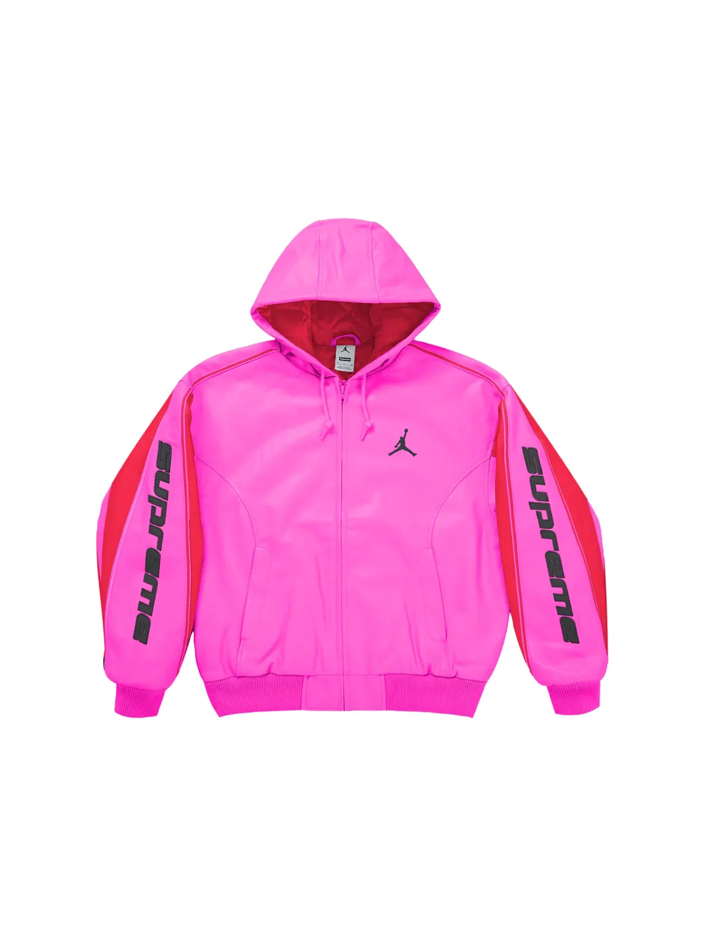 Мужская кожаная куртка с капюшоном Supreme Jordan Pink — изображение 1 из 3
