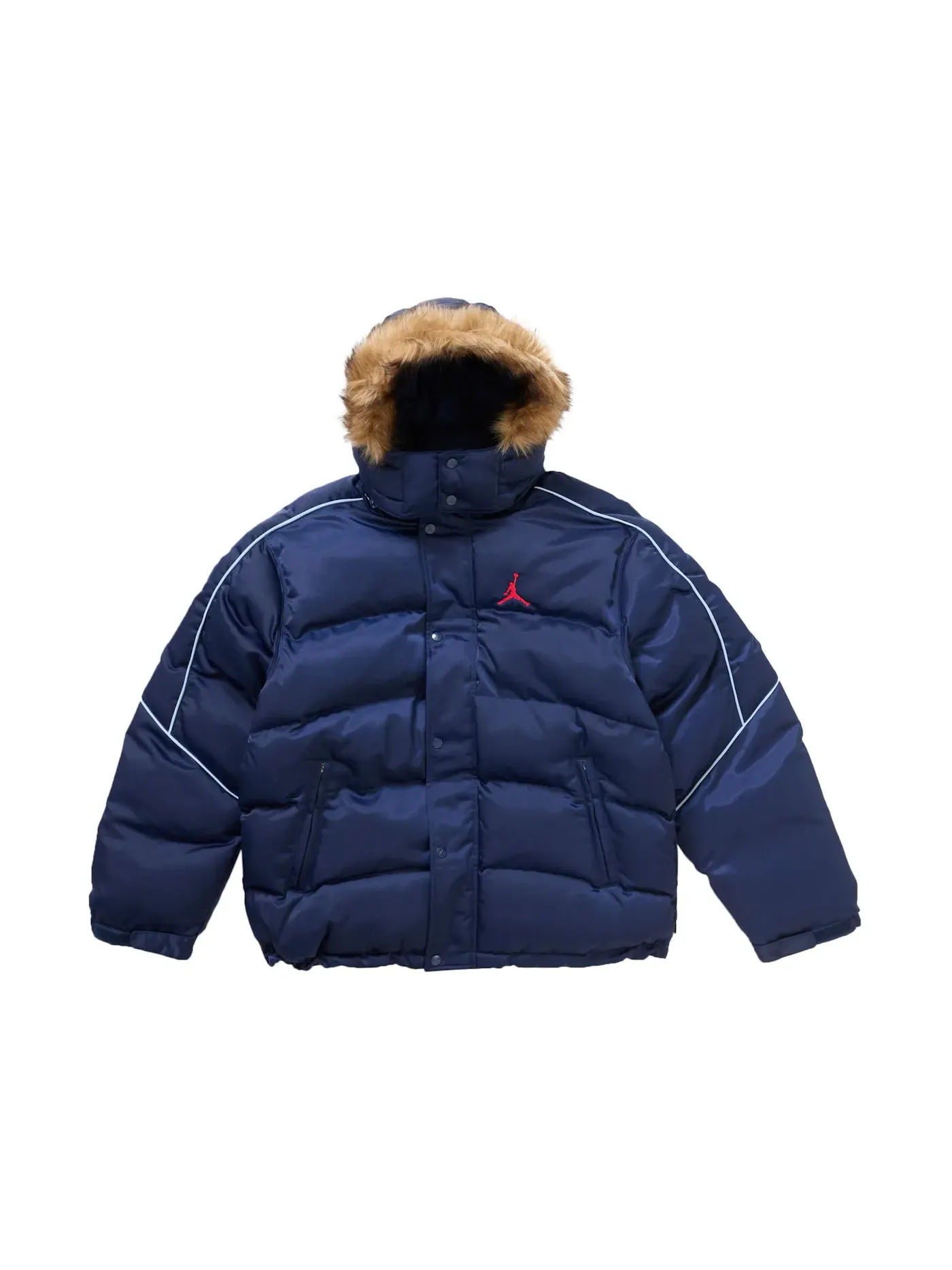 Мужская куртка-пуховик с утеплителем Supreme Jordan Puffer Jacket Navy — изображение 1 из 3, темно-синий