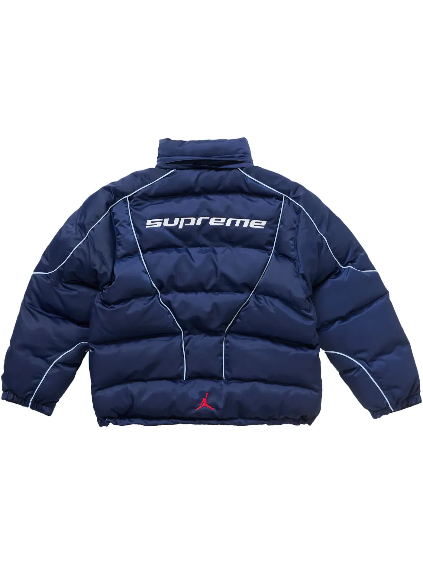 Мужская куртка-пуховик с утеплителем Supreme Jordan Puffer Jacket Navy — изображение 3 из 3, темно-синий