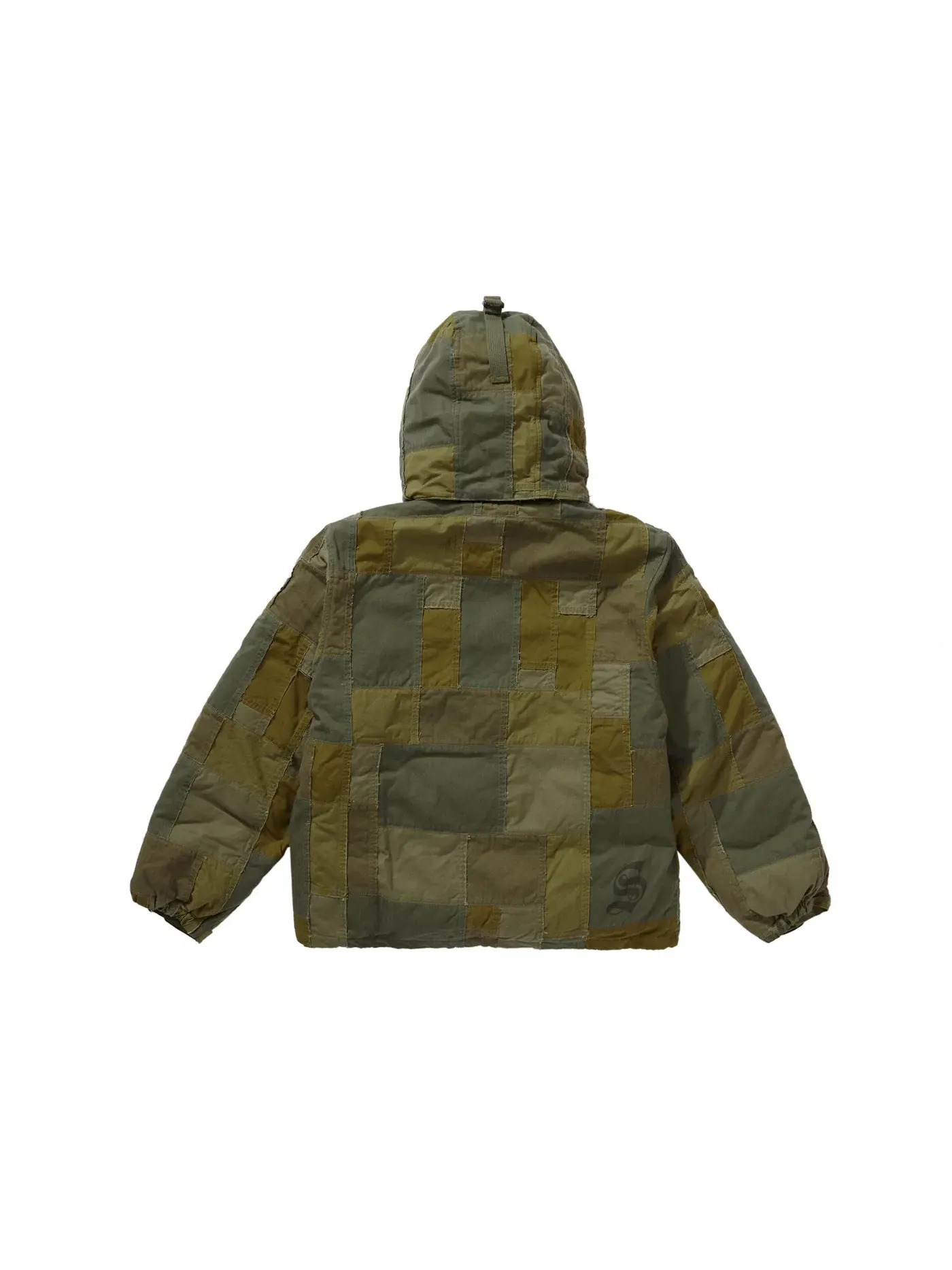Мужская куртка с принтом Patchwork Puffy Jacket Supreme — изображение 3 из 4, оливковый