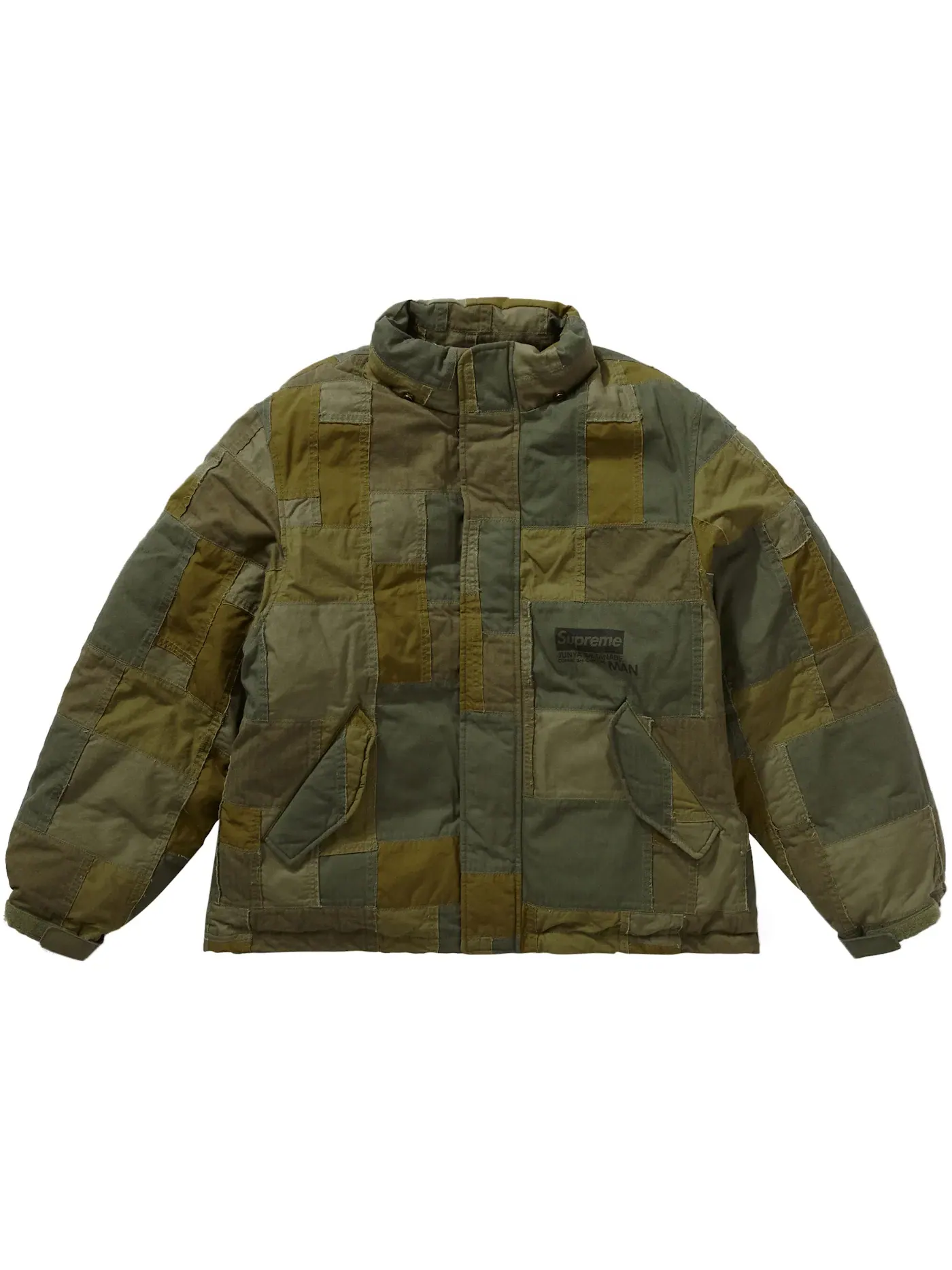 Мужская куртка с принтом Patchwork Puffy Jacket Supreme — изображение 4 из 4, оливковый