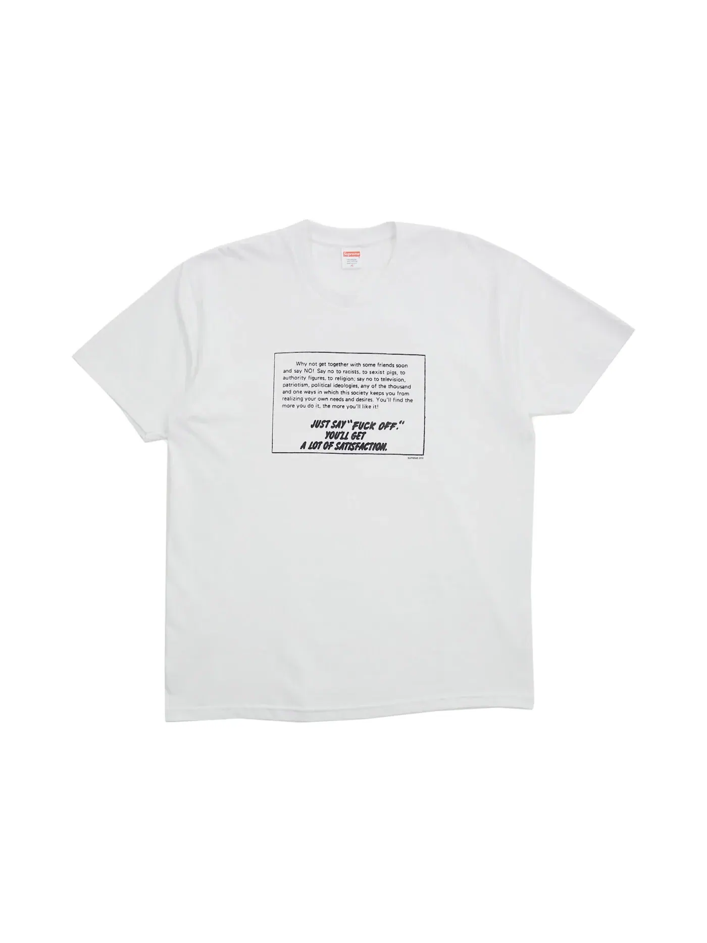 Мужская футболка с принтом Supreme Just Say No Tee — изображение 1 из 1, белый