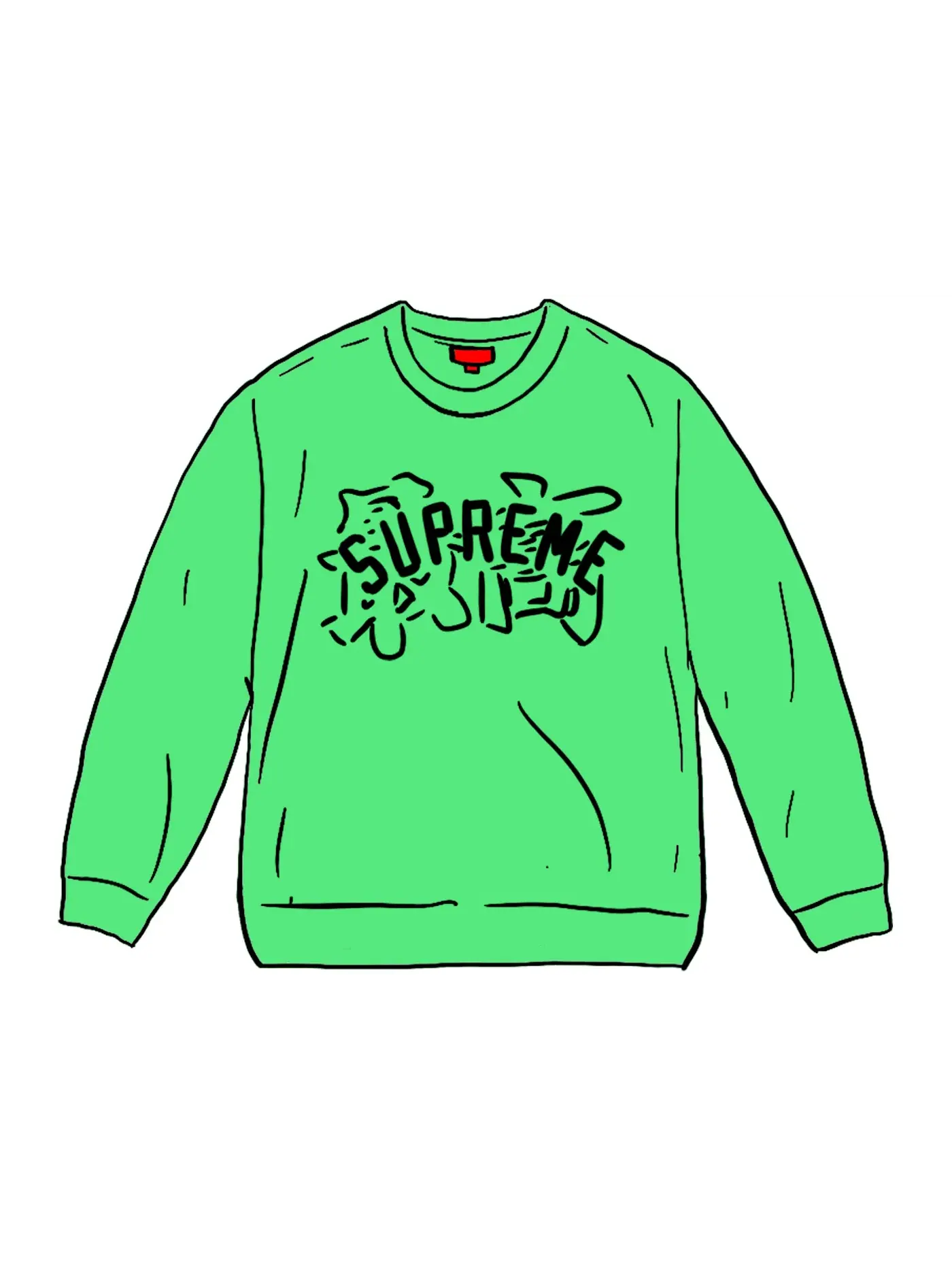 Мужской свитшот с принтом Supreme Crewneck — изображение 1 из 1, яркий зеленый