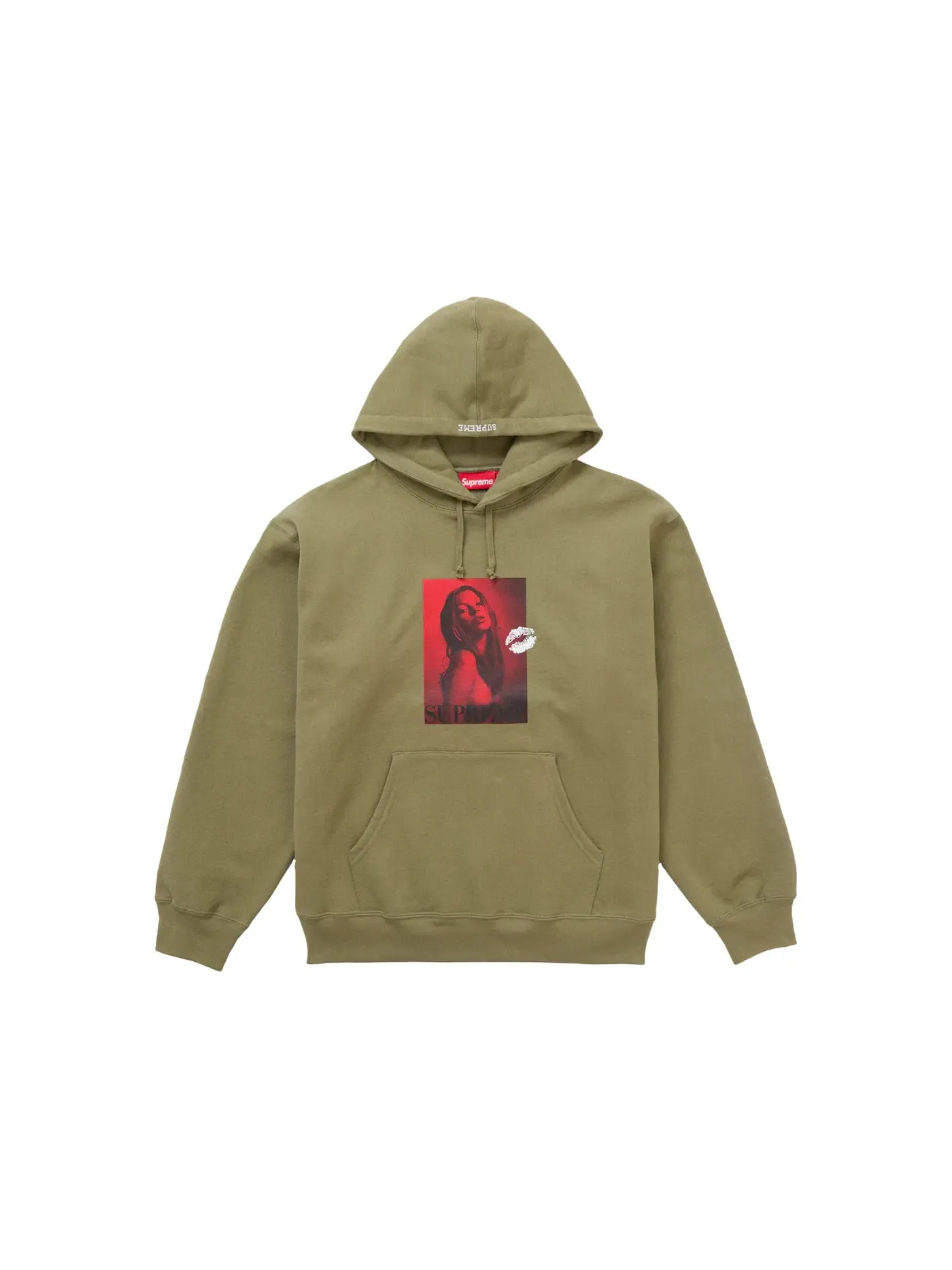 Мужская худи с капюшоном с принтом Sweatshirt Supreme — изображение 1 из 1, светлый оливковый