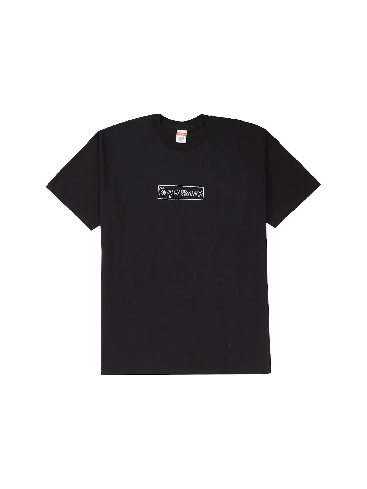 Мужская футболка с принтом KAWS Chalk Logo Supreme — изображение 1 из 1, черный