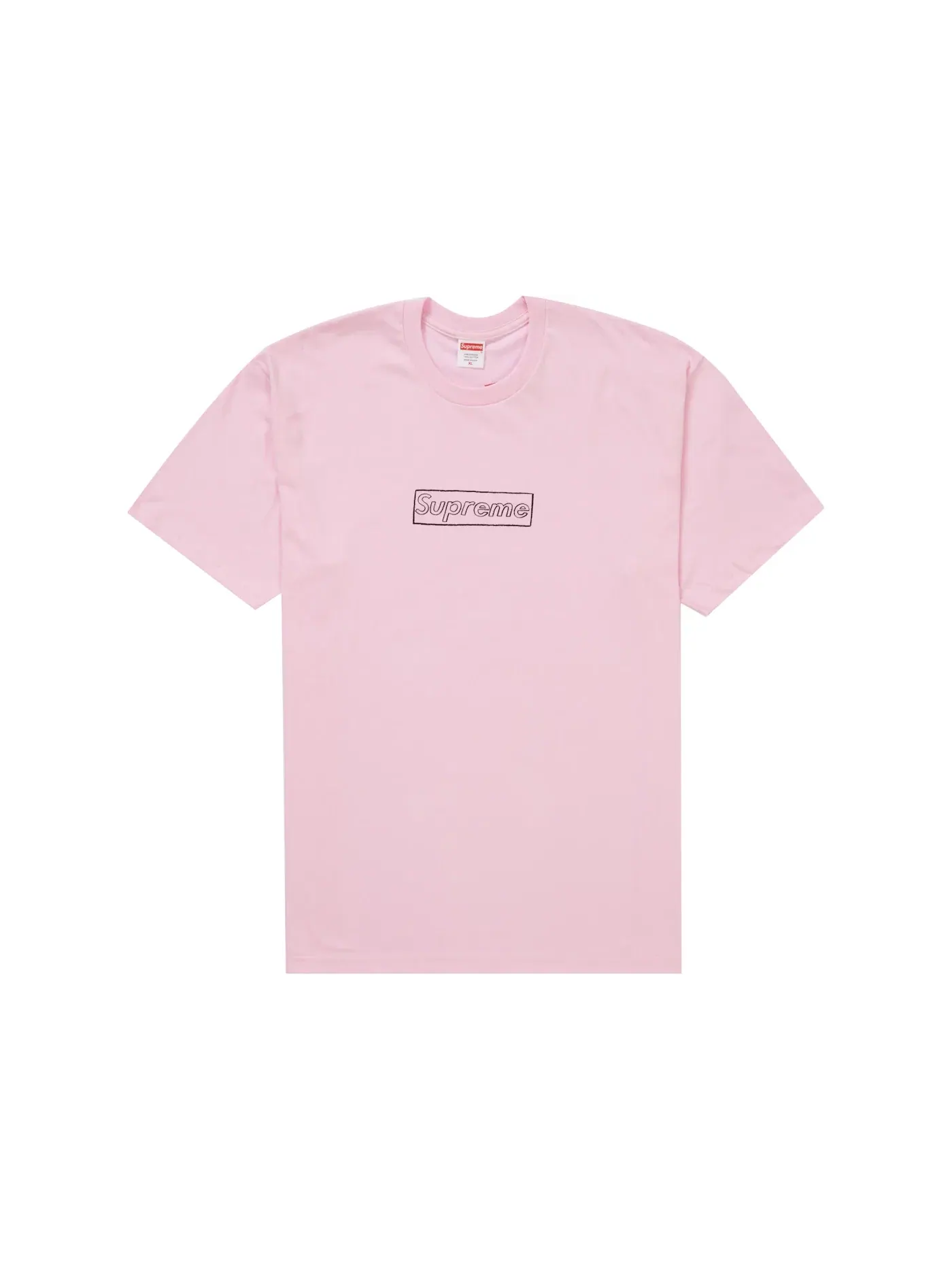Мужская футболка с принтом KAWS Chalk Logo Supreme — изображение 1 из 1, розовый