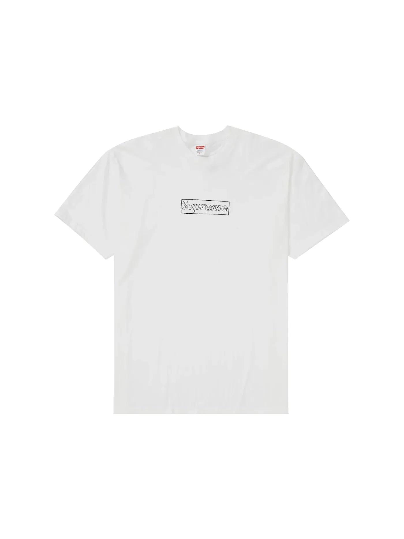 Мужская футболка с принтом KAWS Chalk Logo Supreme — изображение 1 из 1, белый