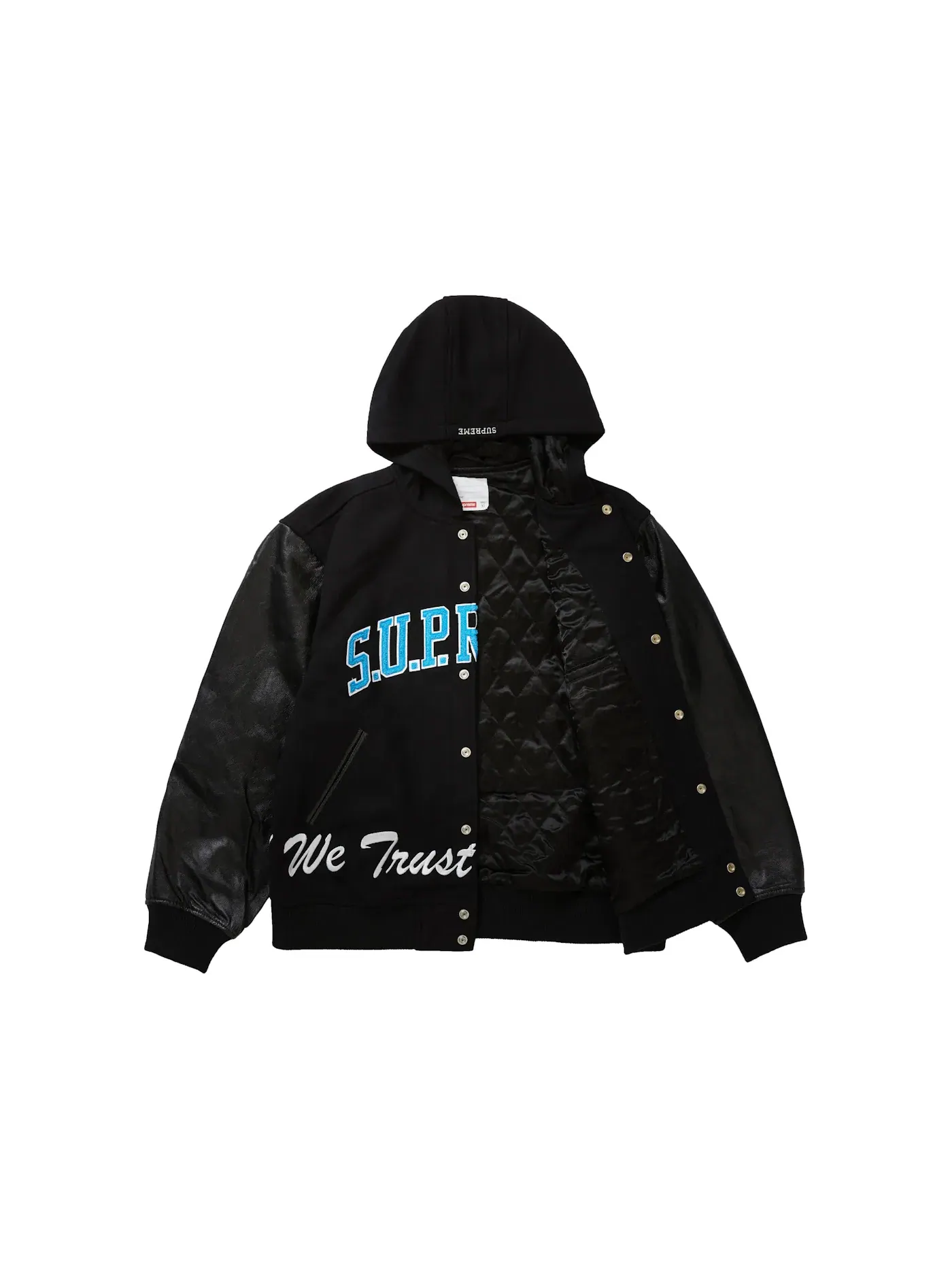 Мужская куртка-бомбер с капюшоном Varsity Jacket Supreme — изображение 2 из 3, черный