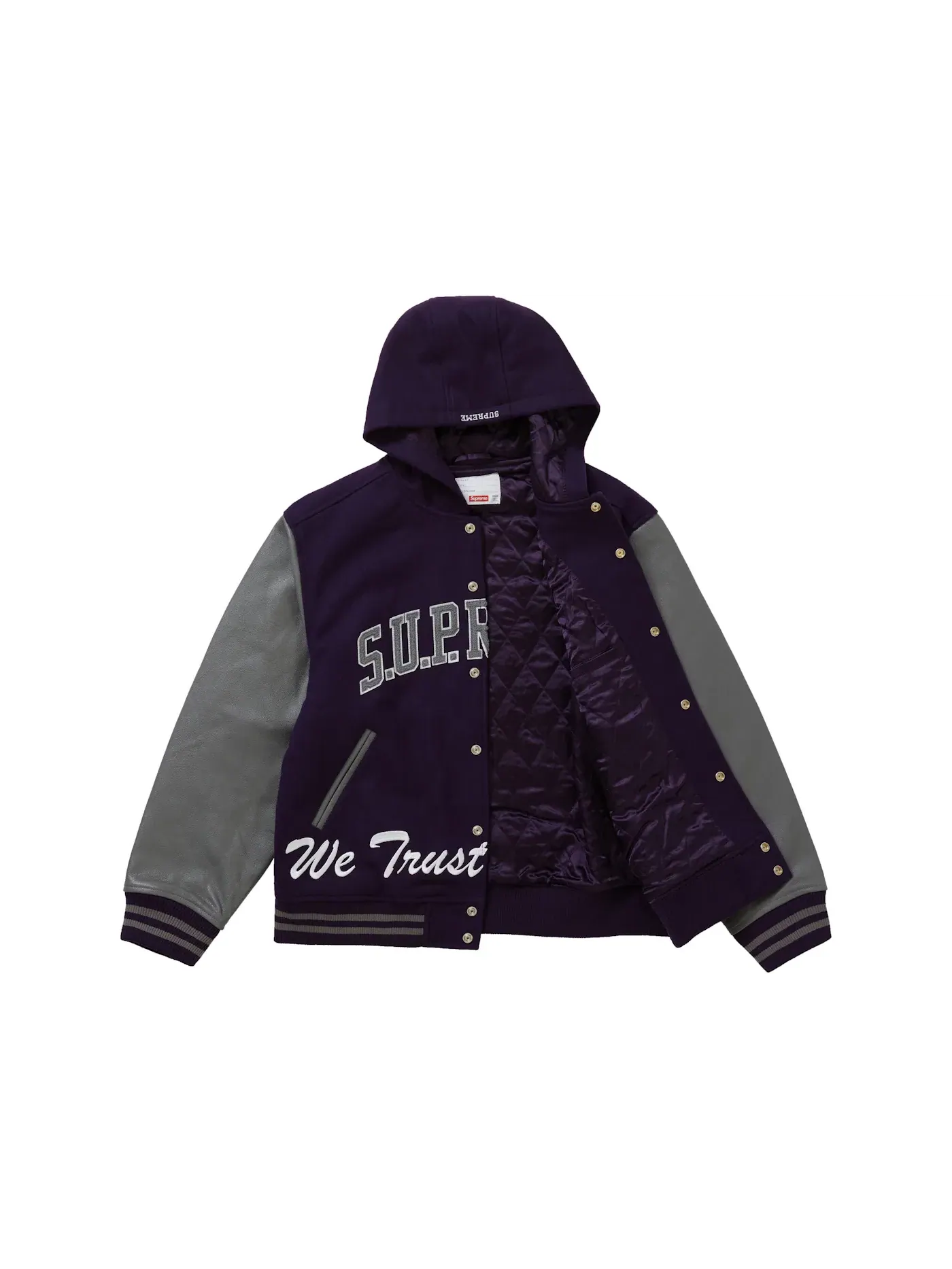 Мужская куртка-бомбер с капюшоном Varsity Jacket Supreme — изображение 2 из 3, фиолетовый