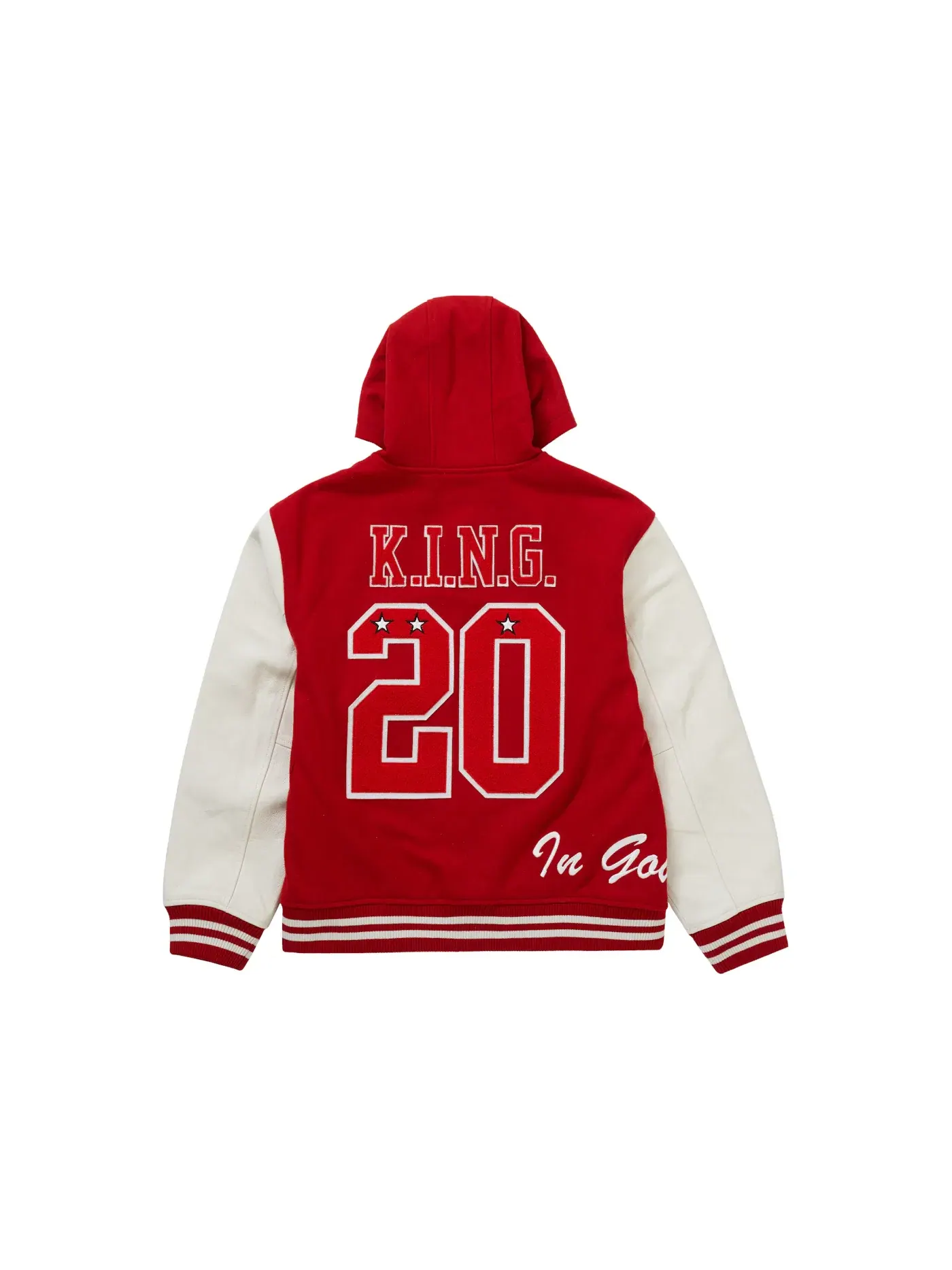 Мужская куртка-бомбер с капюшоном и принтом Supreme Varsity Jacket — изображение 3 из 3, красный